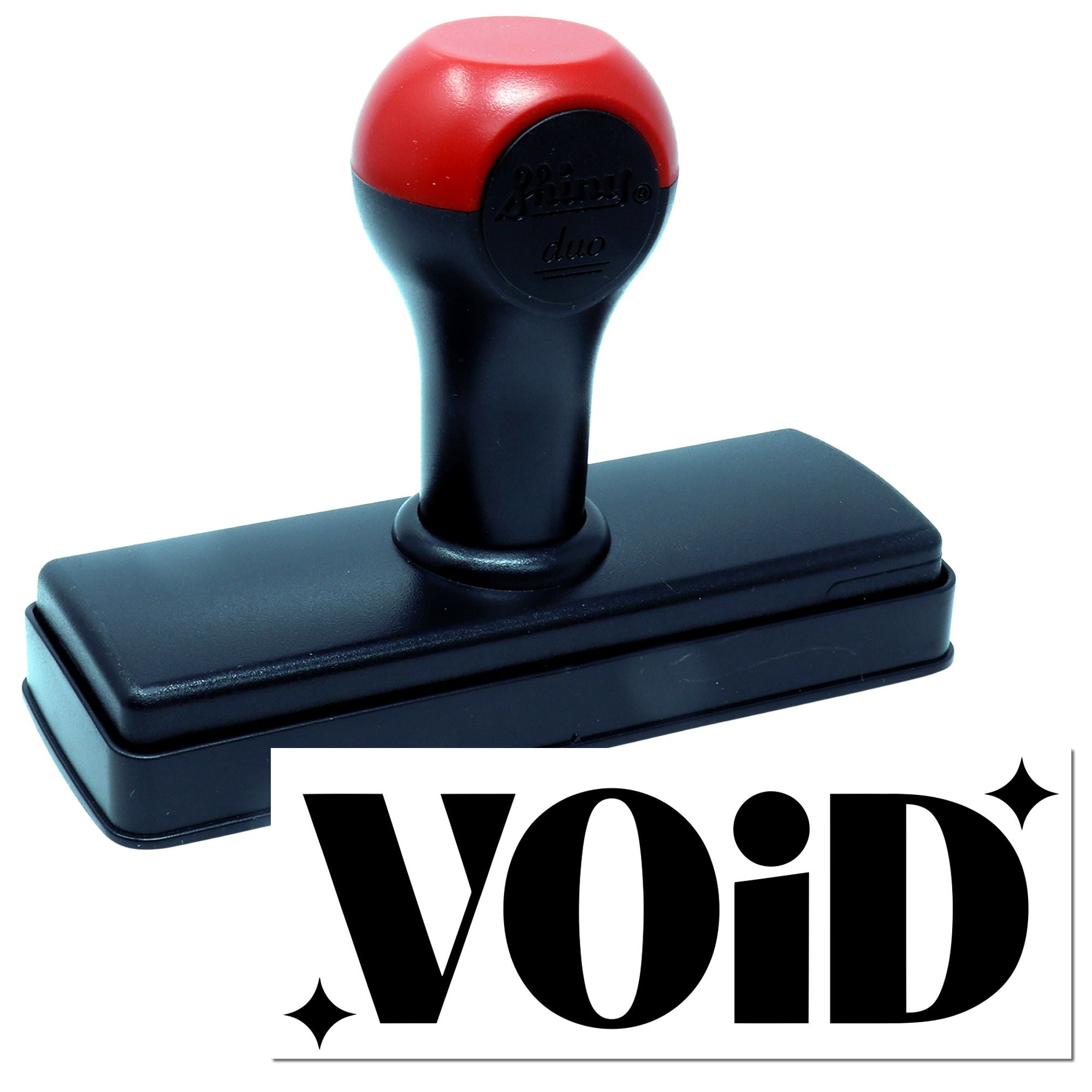 VOID self-inking rubber stamp for marking documents as invalid or canceled.