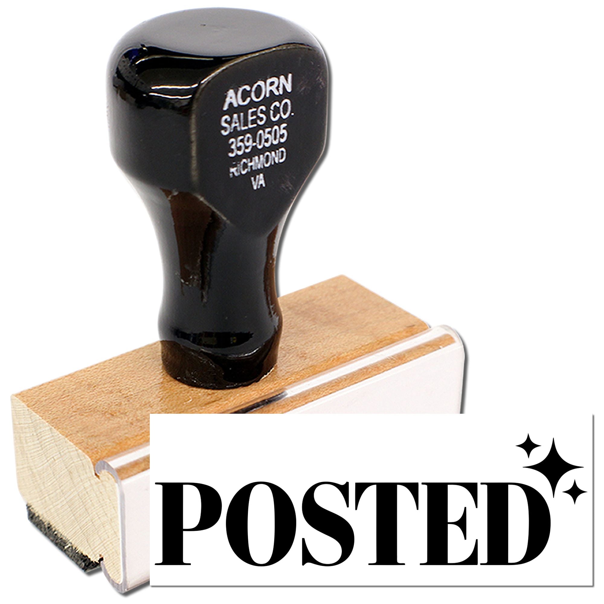 Custom rubber stamp with POSTED imprint for marking office mail, invoices, and documents.