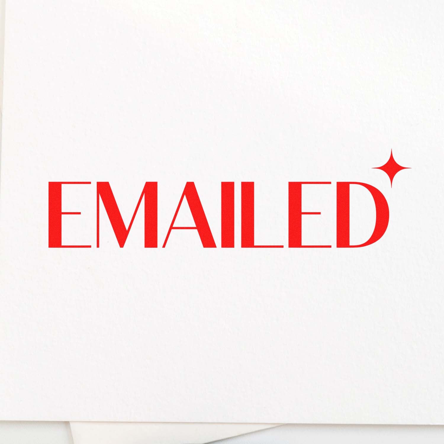 Red EMAILED rubber stamp imprint with star accent for office mail and document tracking