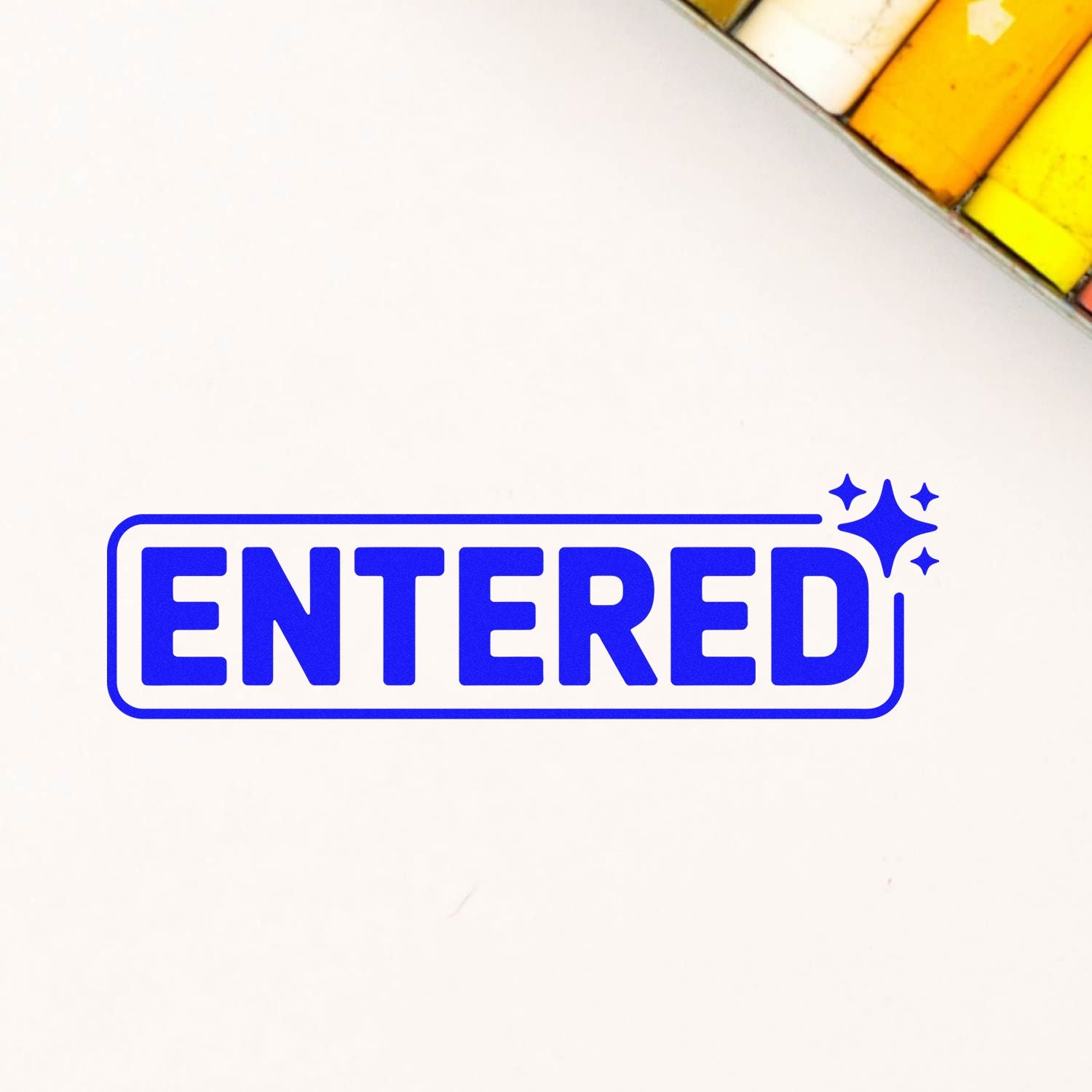 Blue ENTERED rubber stamp graphic for document approval or filing records, with sparkles on a clean white background.