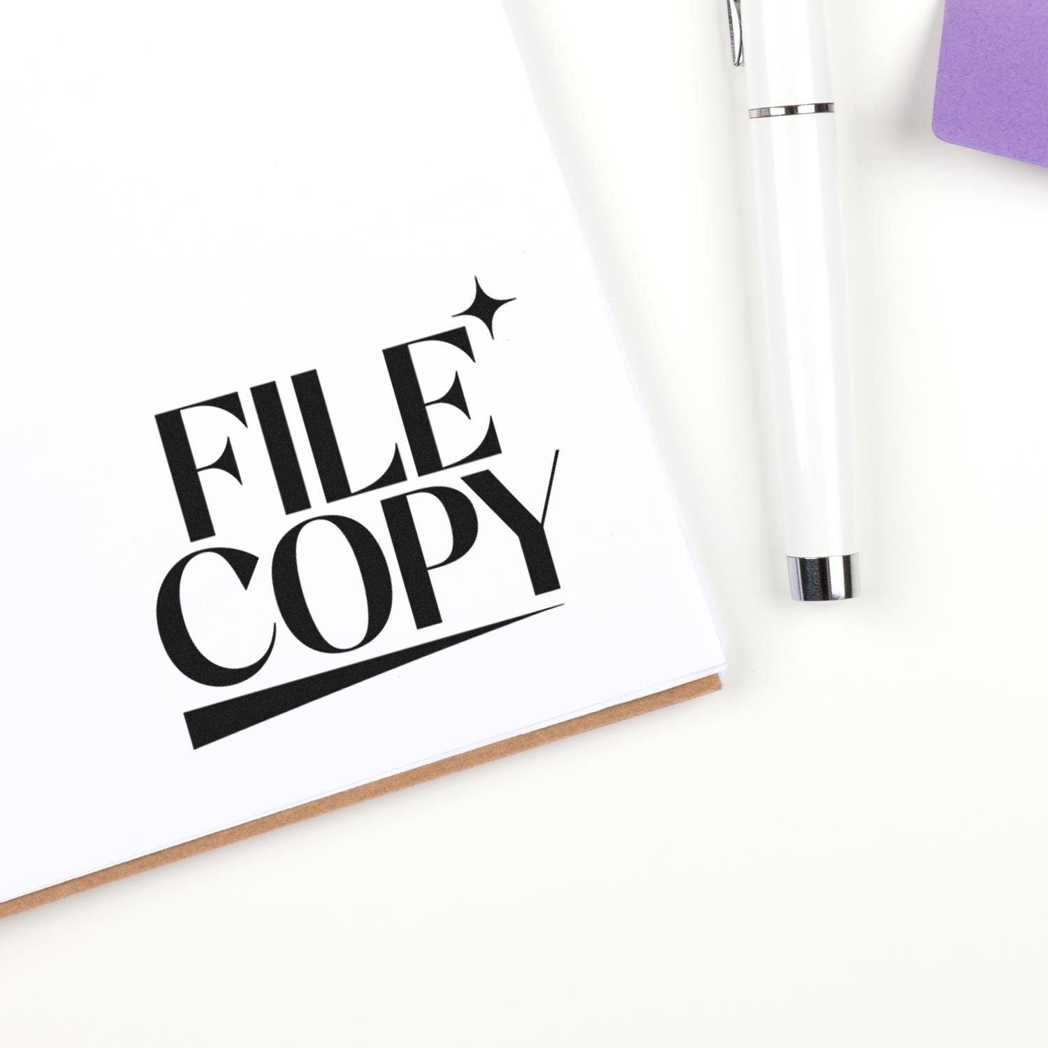 File copy rubber stamp marking paperwork for office records