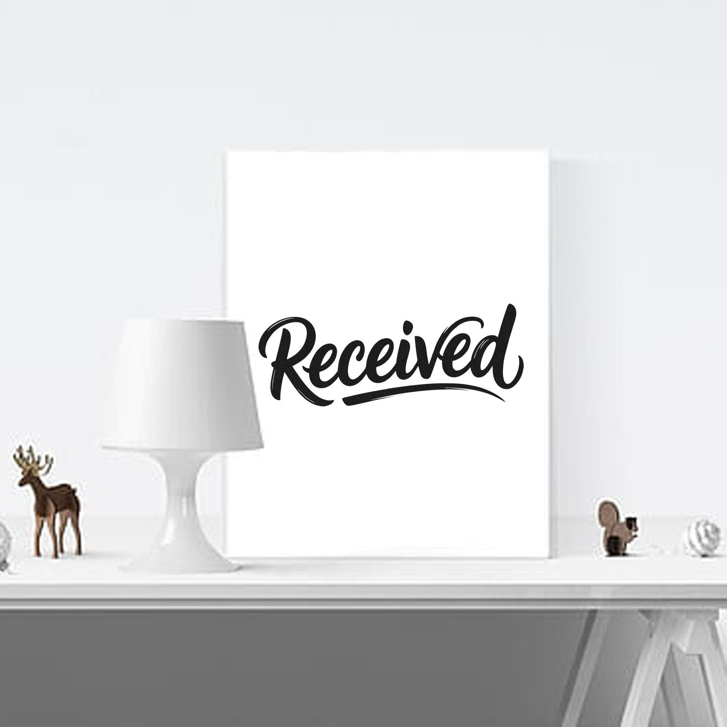 Received script rubber stamp design for office paperwork, packaging, and document marking