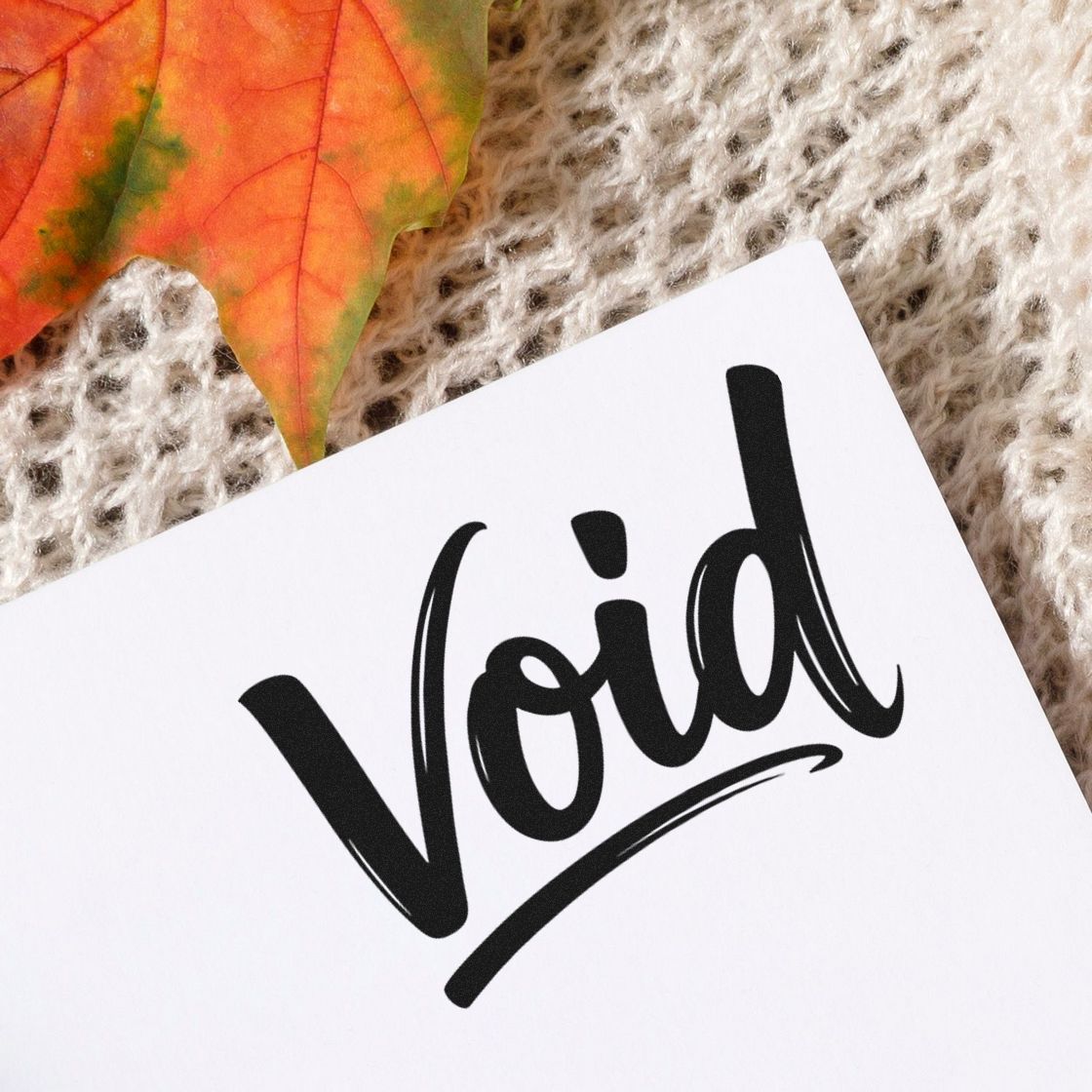 Void rubber stamp impression on paper for document cancellation and office use