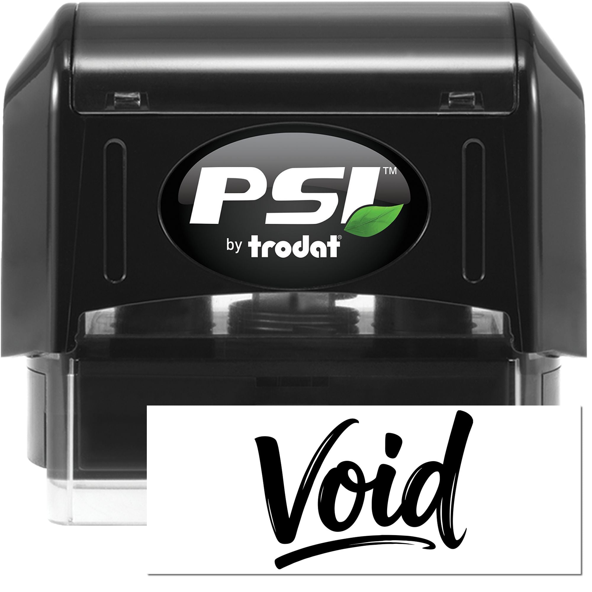 PSI by Trodat self-inking rubber stamp with bold Void imprint for document control and security.