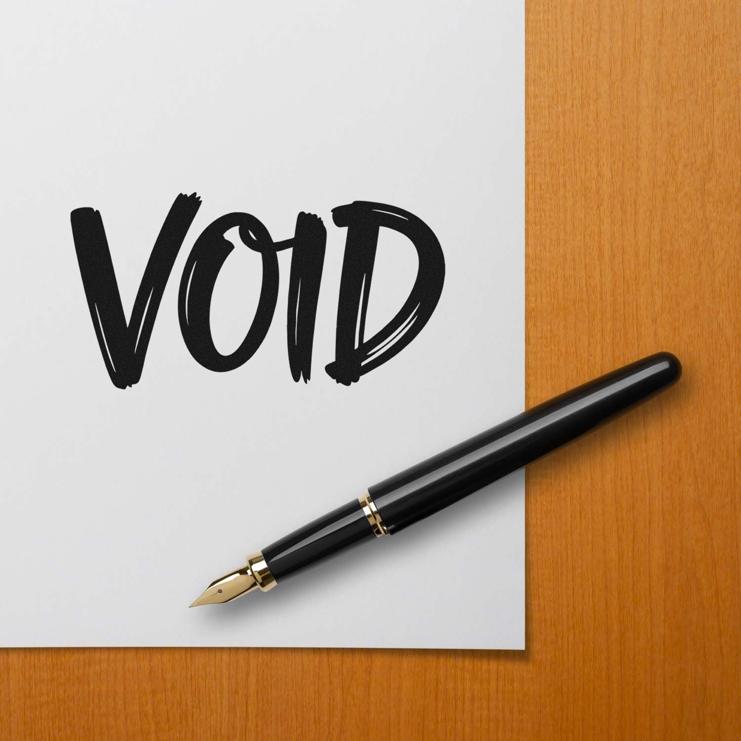 VOID rubber stamp on document, ideal for canceling forms, receipts, and office paperwork.