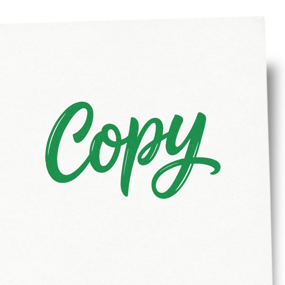 Green Copy rubber stamp for marking duplicate documents, office forms, and paperwork.