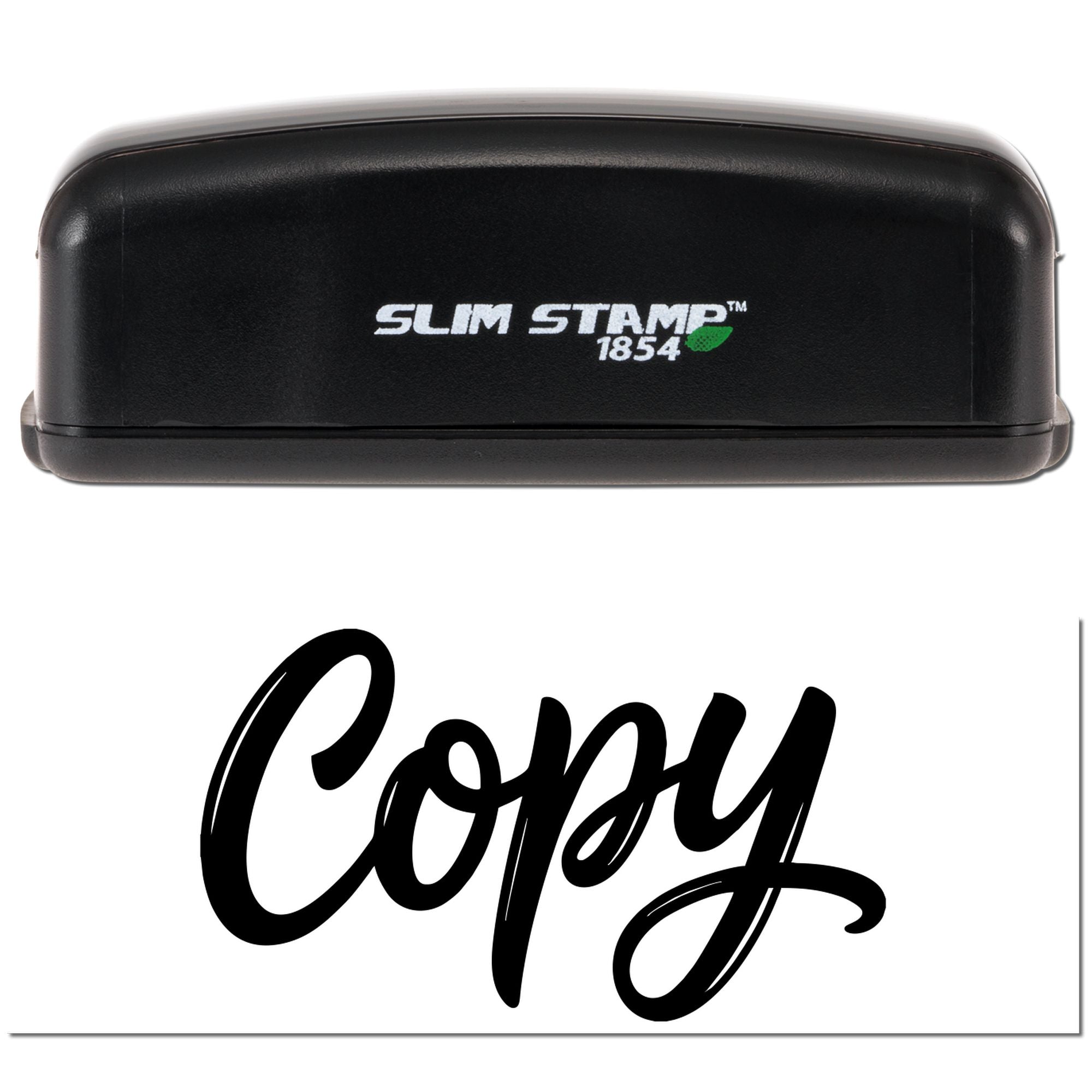 Self-inking Slim Stamp 1854 custom rubber stamp with bold Copy imprint for office document marking.