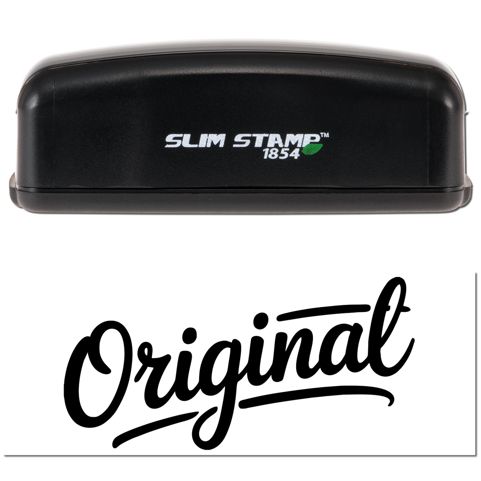 Slim Stamp 1854 rubber stamp with Original script impression for branding, labeling, and custom business use.
