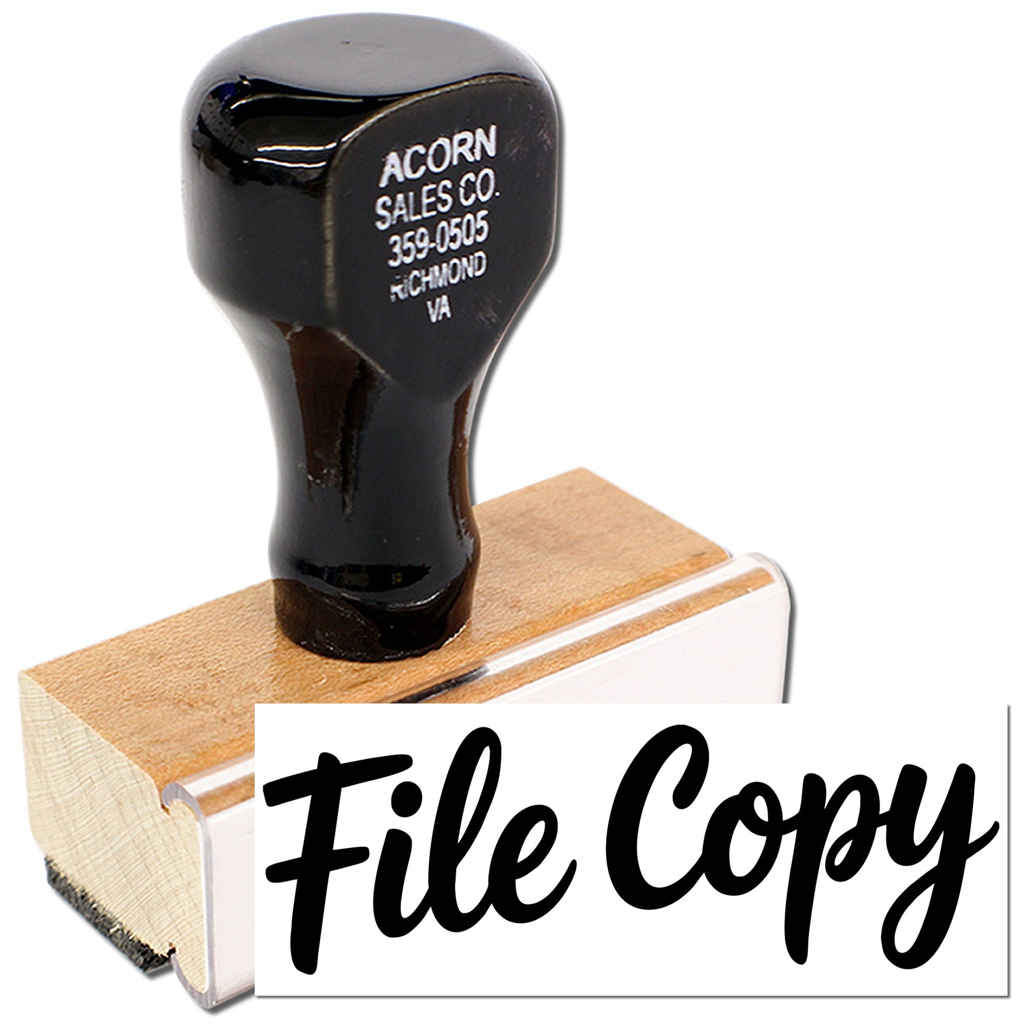 Script Handwritten File Copy Wood Handle Stamp Workplace Documents
