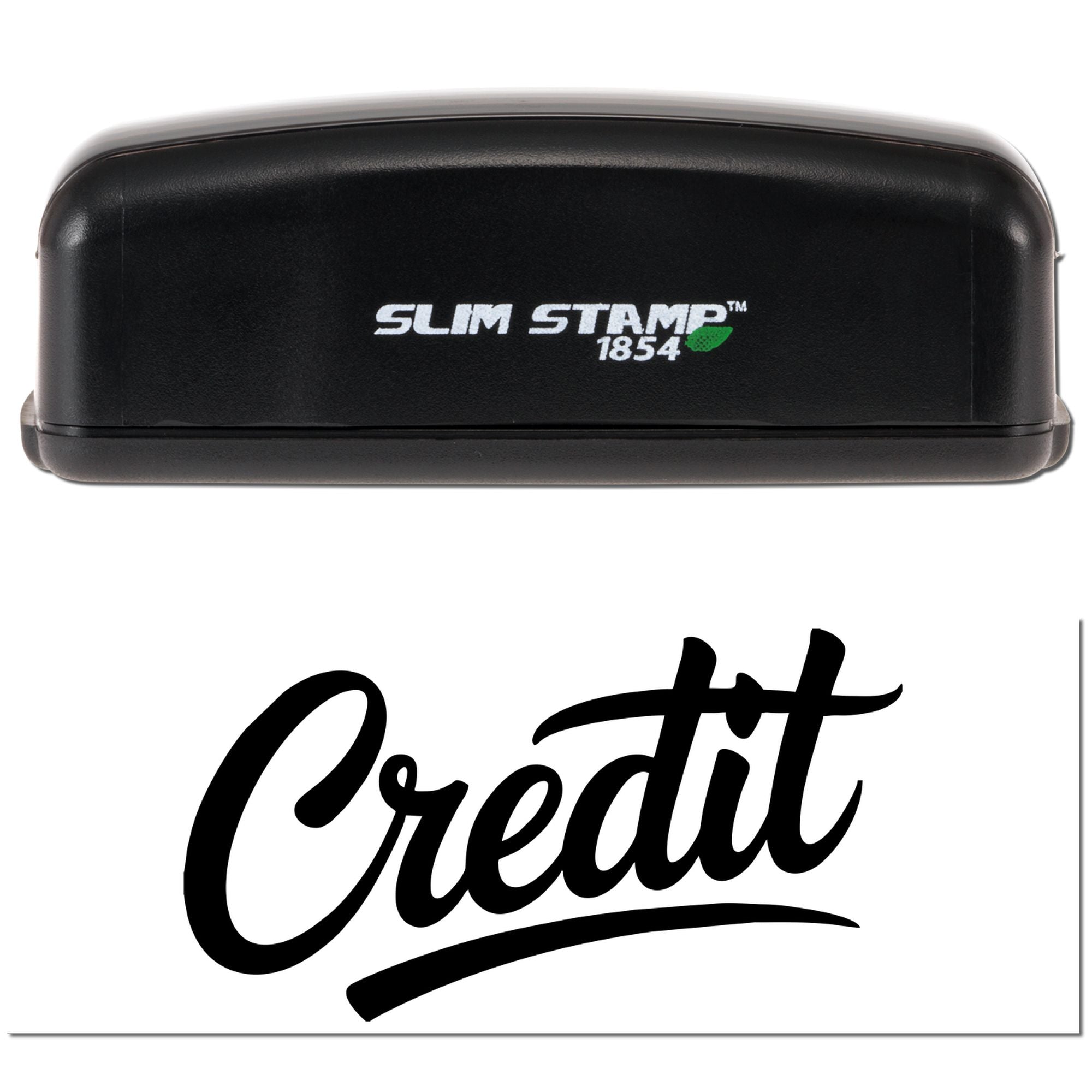 SlimStamp 1854 custom rubber stamp with Credit imprint for fast office document marking.