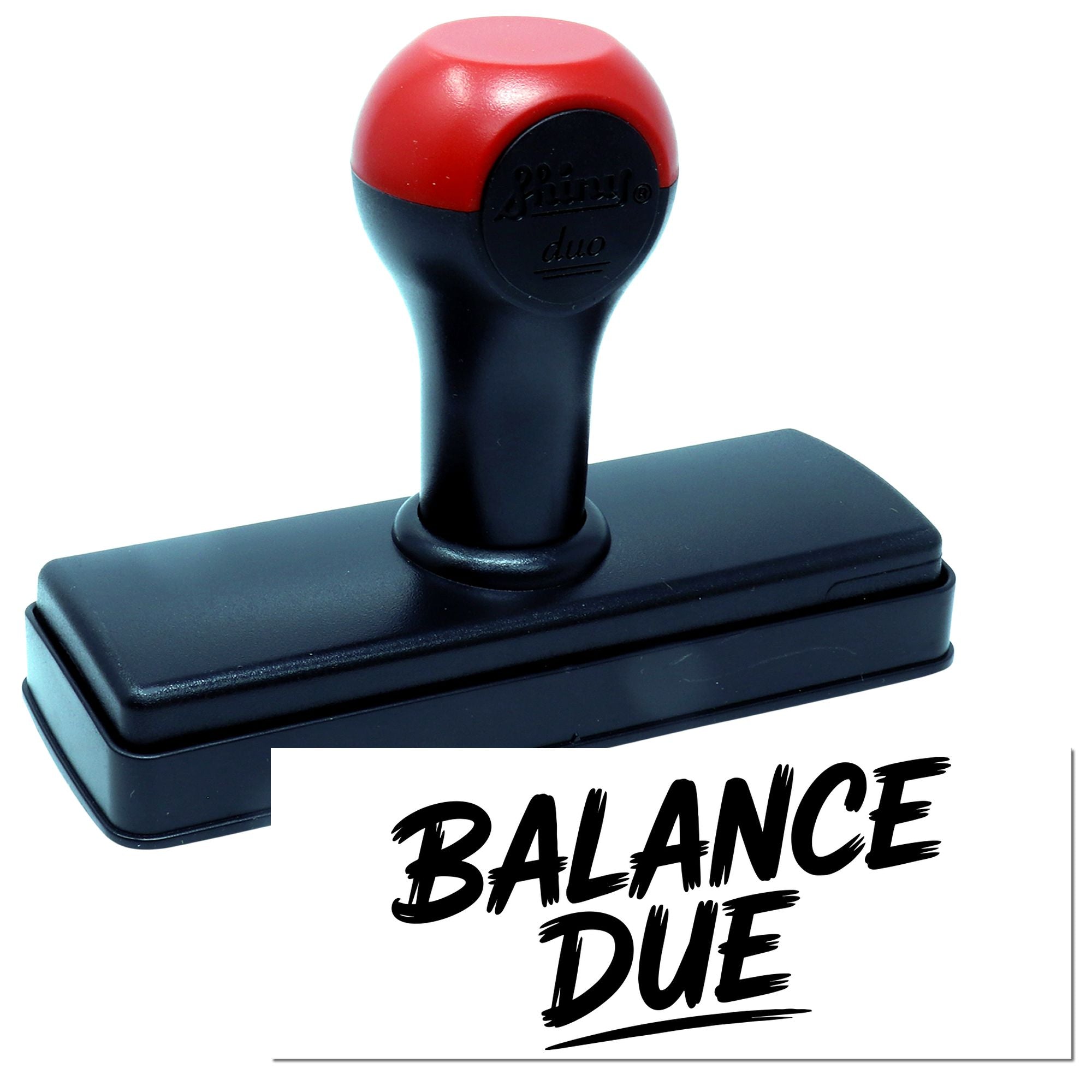 Self-inking rubber stamp imprinting BALANCE DUE for billing, invoices, and accounts receivable.