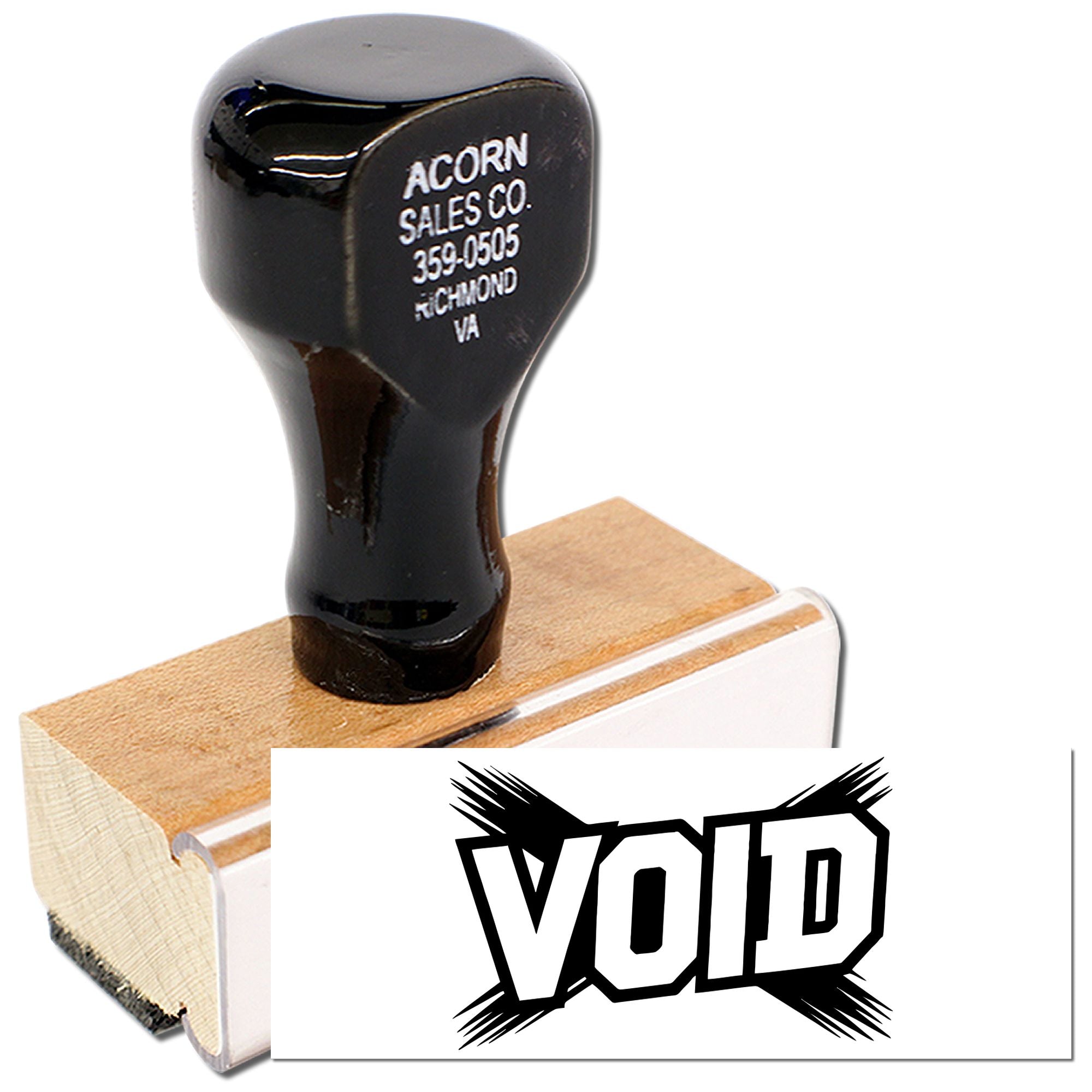 Custom VOID rubber stamp for marking documents void, canceled, or invalid.
