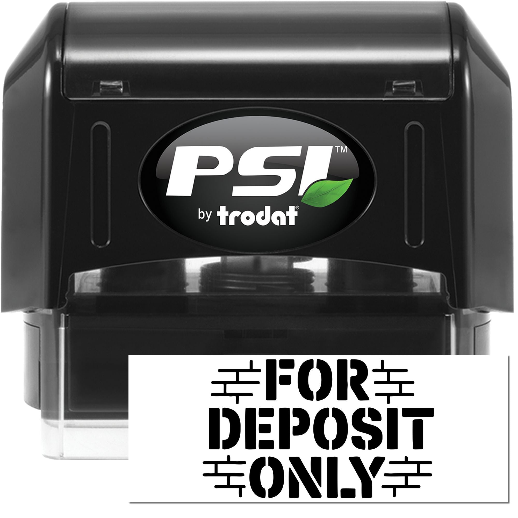 PSI by Trodat self-inking rubber stamp with FOR DEPOSIT ONLY banking endorsement