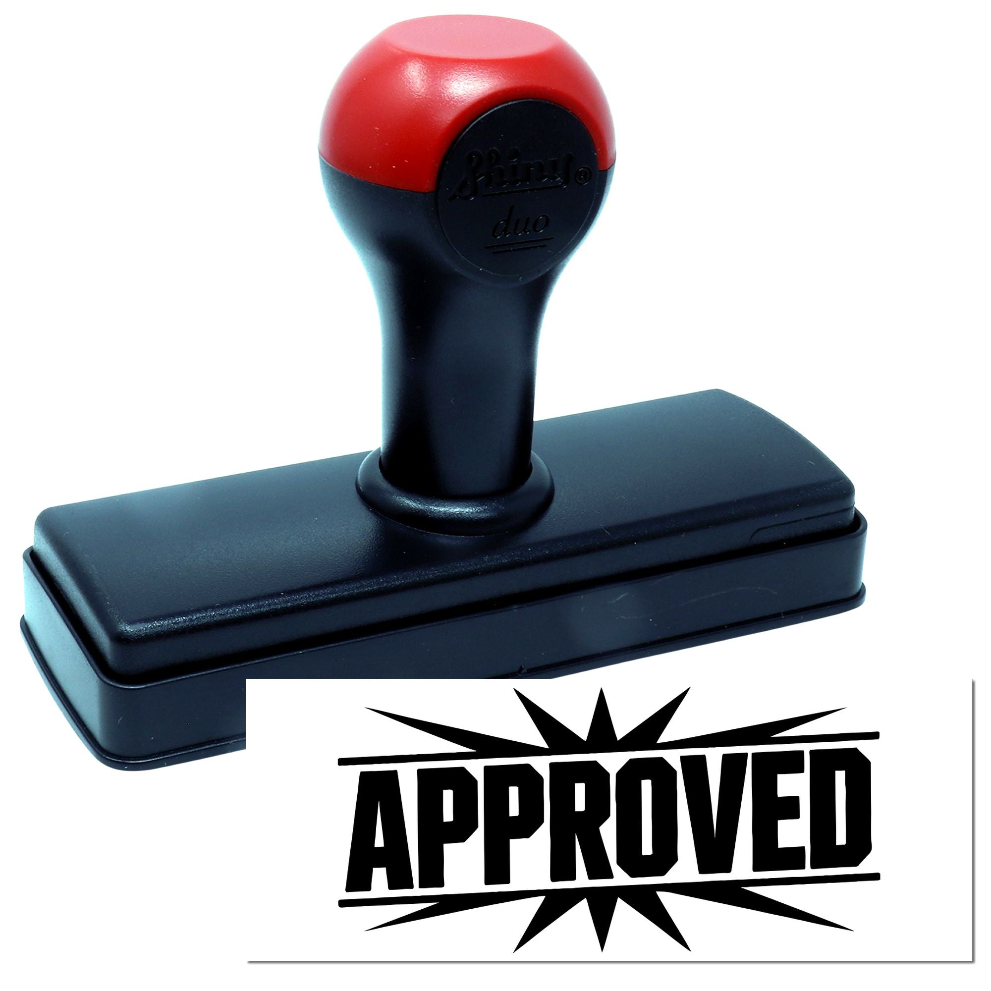 Self-inking approved rubber stamp for office documents, paperwork, and record marking.