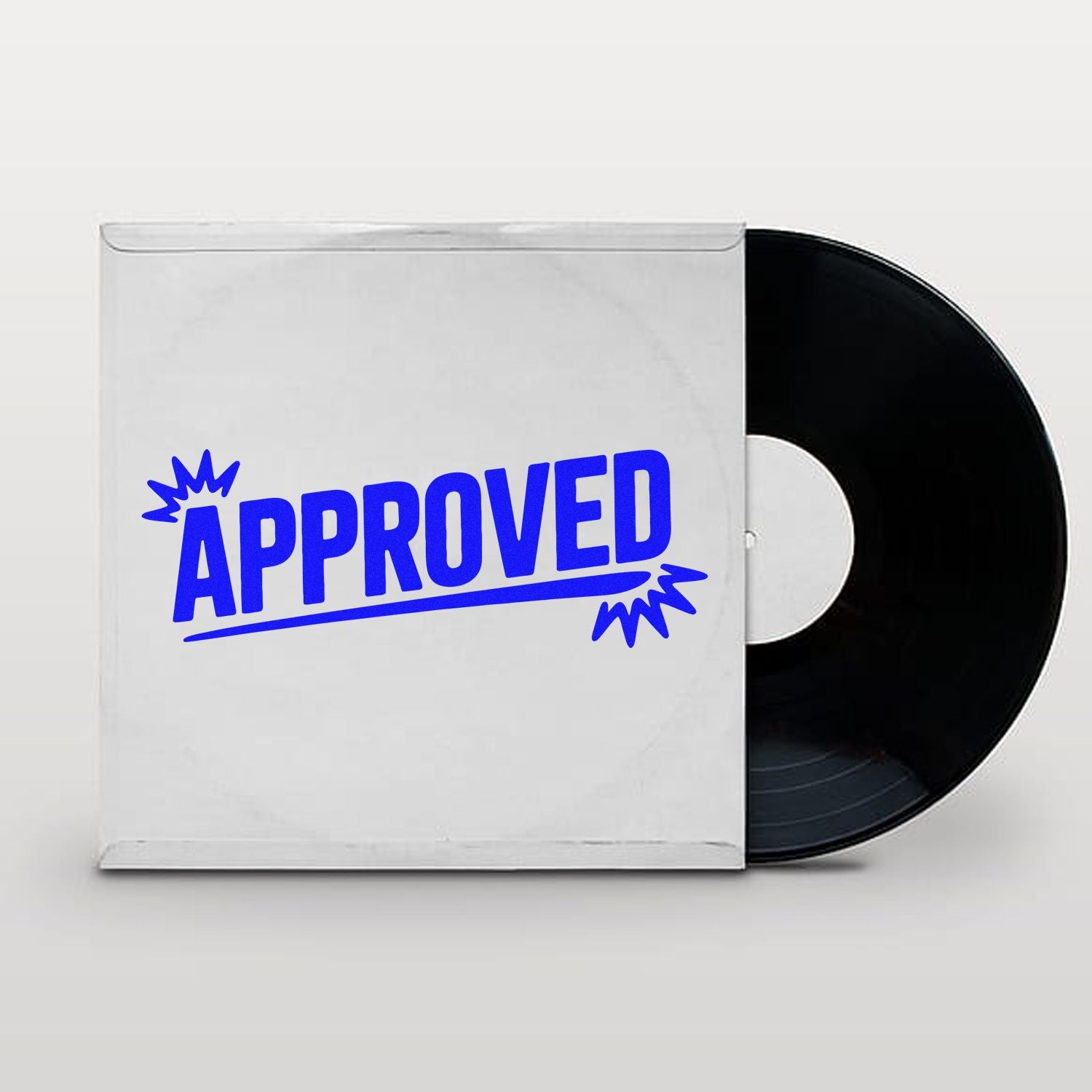 Approved rubber stamp design with bold blue text for office paperwork, records, and document approval.