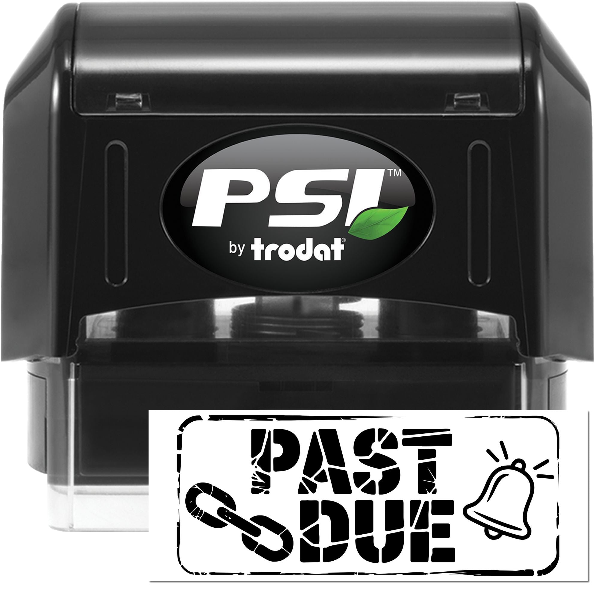 PSI by Trodat self-inking rubber stamp with Past Due impression for invoice reminders and office paperwork.