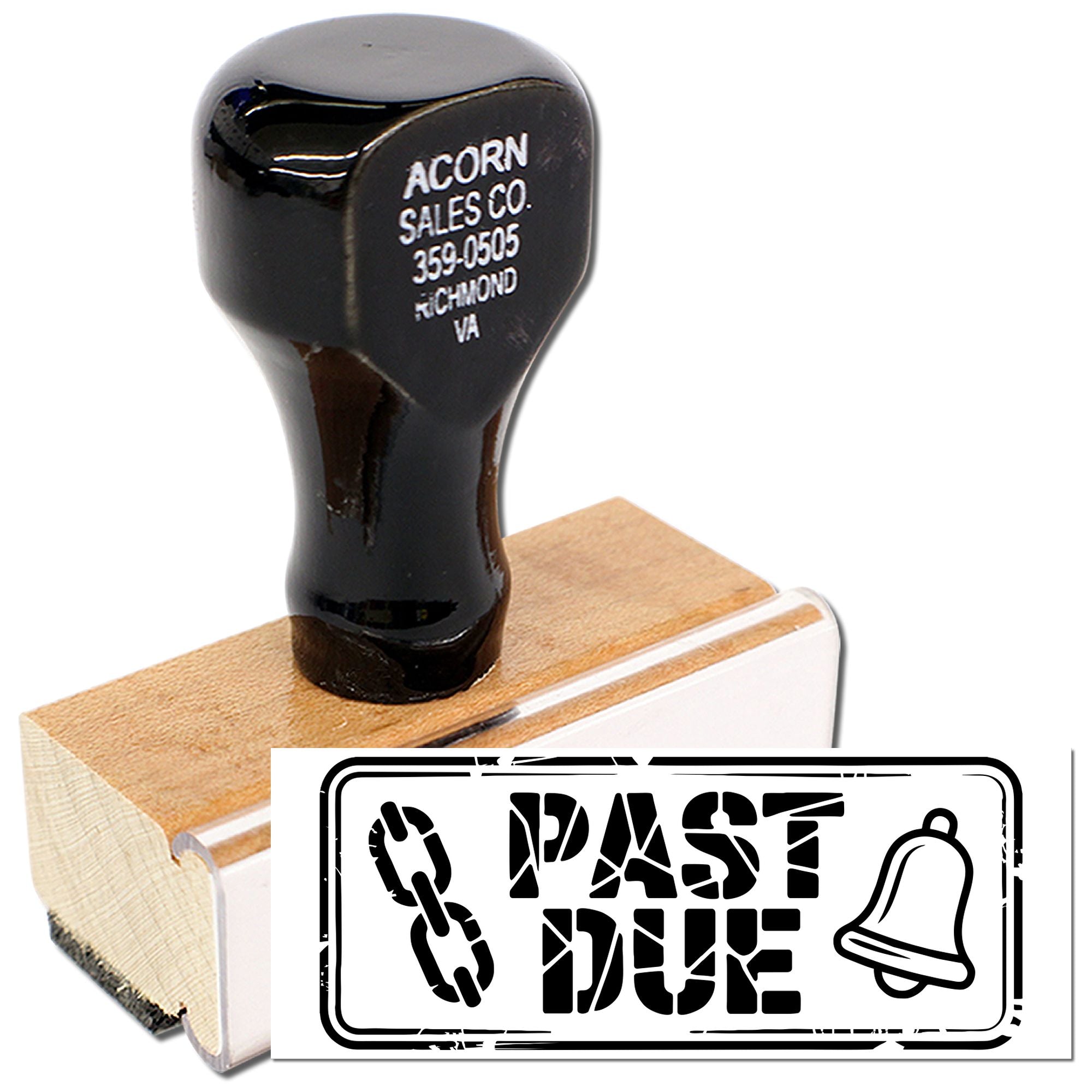 Custom rubber stamp for past due notices, ideal for overdue billing reminders and accounts receivable collections.