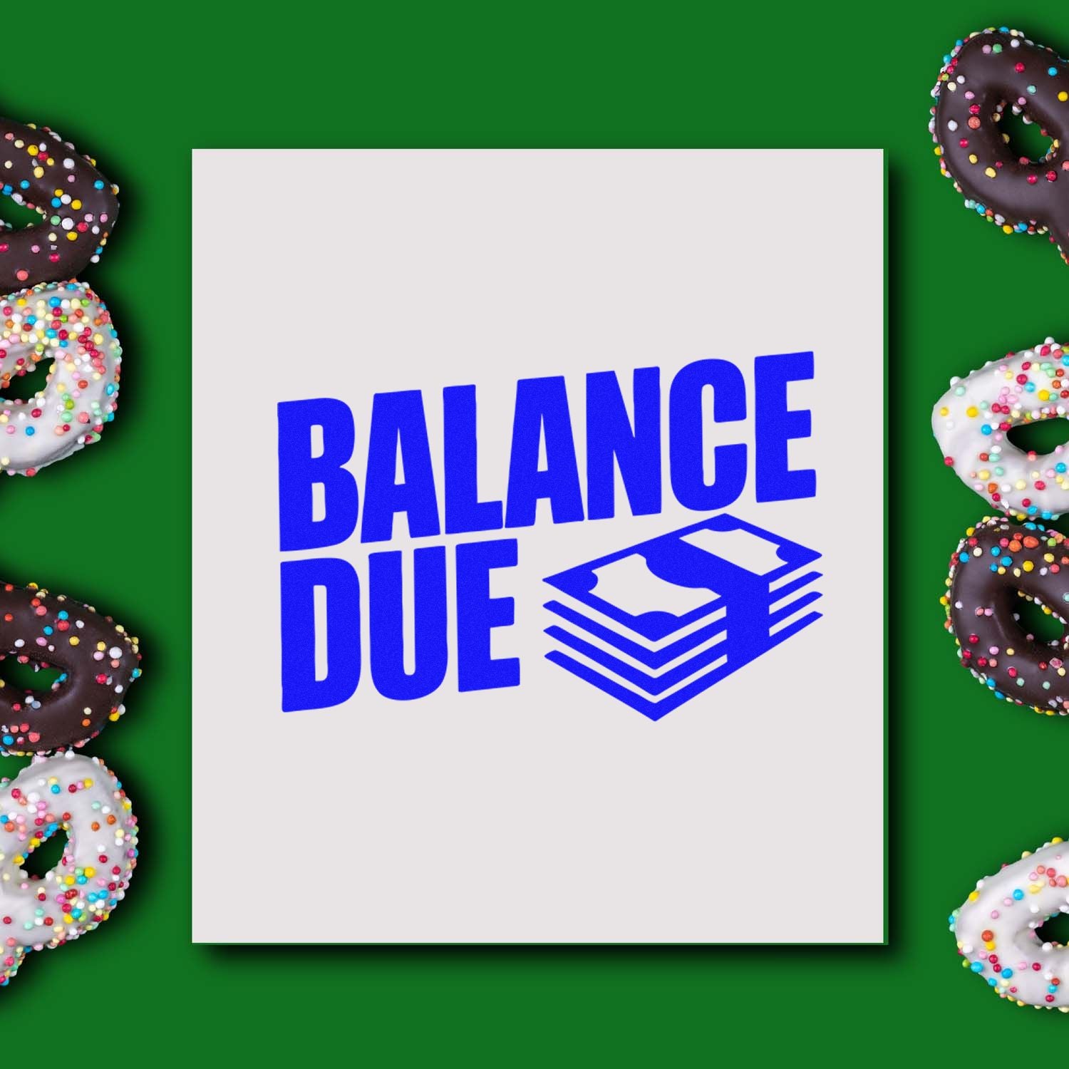 Balance Due rubber stamp design in blue on white paper, ideal for billing, invoices, and payment reminders.