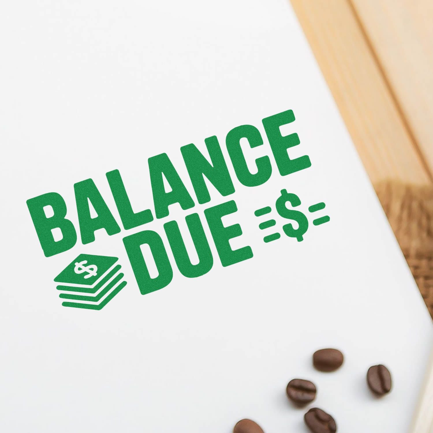 Balance Due rubber stamp for invoices, billing reminders, and accounting paperwork