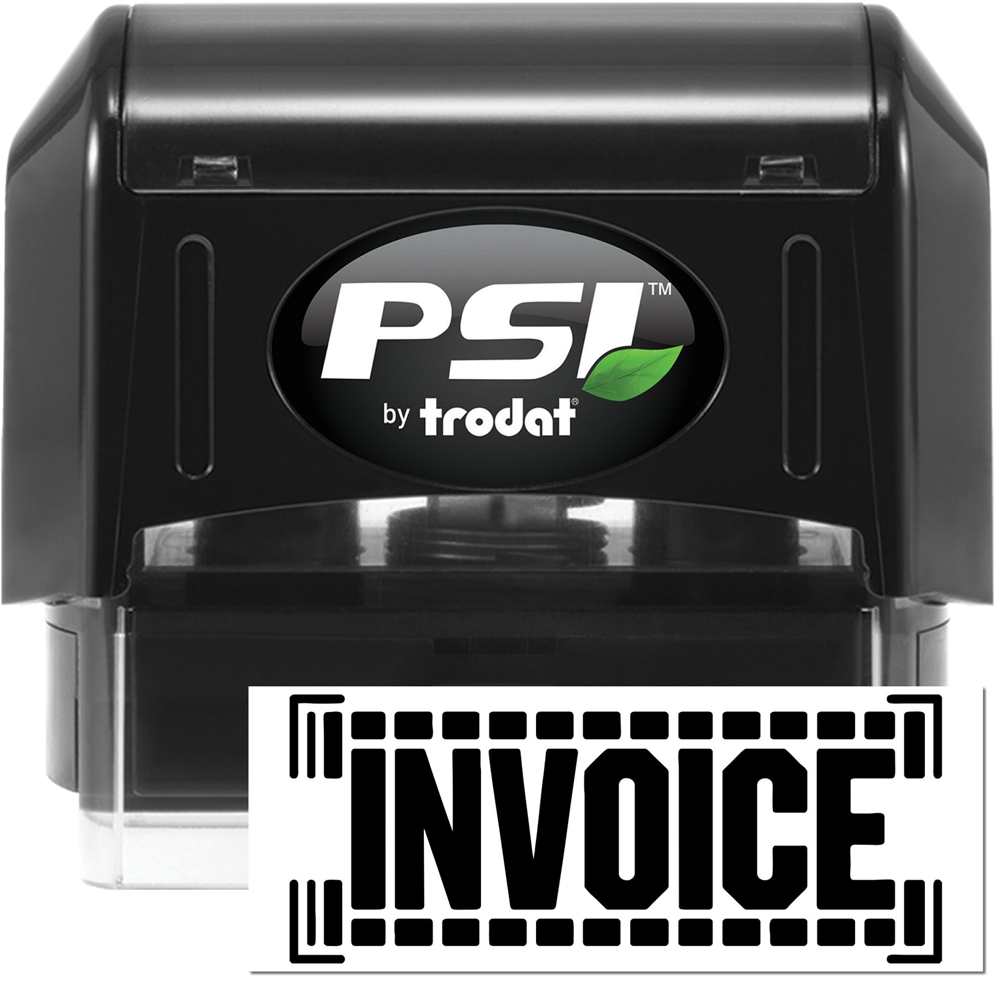 PSI by Trodat self-inking invoice rubber stamp with bold INVOICE imprint for billing and office paperwork.