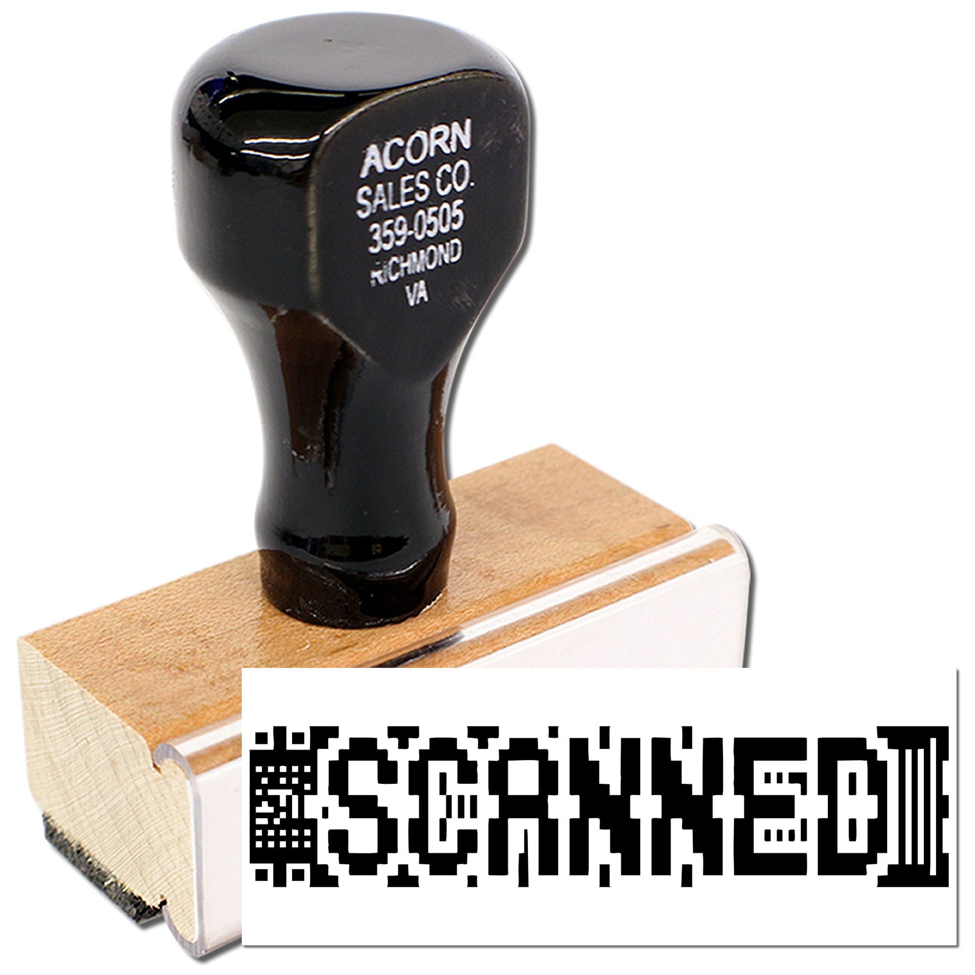 Custom business rubber stamp with company address imprint and bold SIGNED marking for office use.