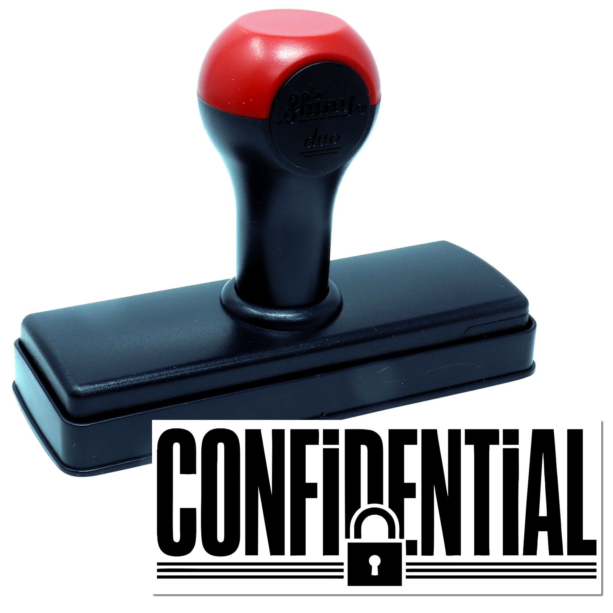 Self-inking confidential rubber stamp for marking private office documents and files.