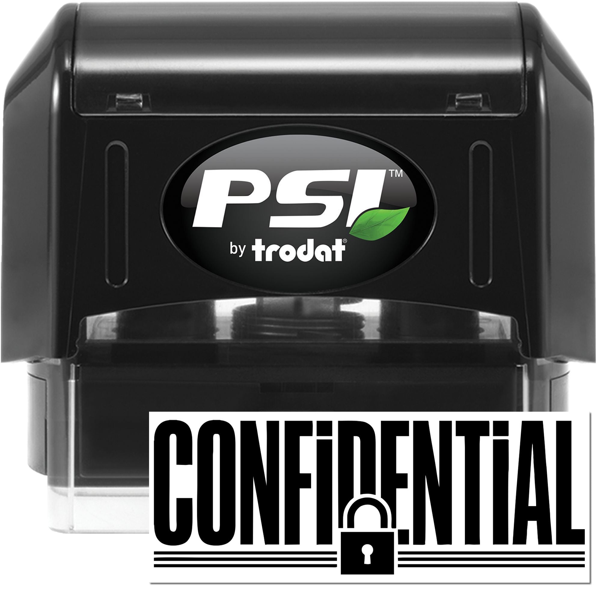 PSI by Trodat self-inking confidential rubber stamp for marking sensitive documents and files.