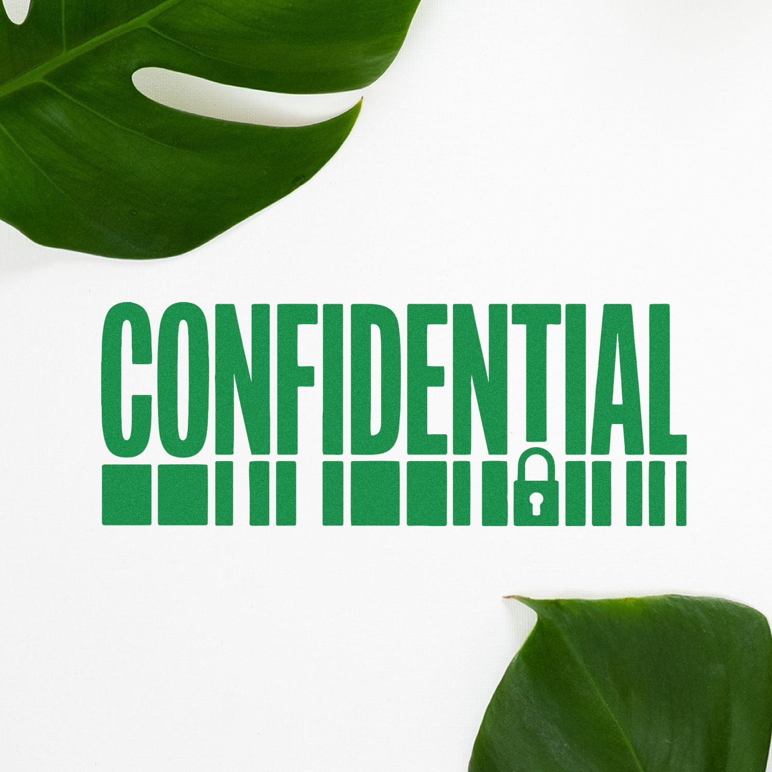 Confidential rubber stamp with padlock icon in green, ideal for secure document marking.