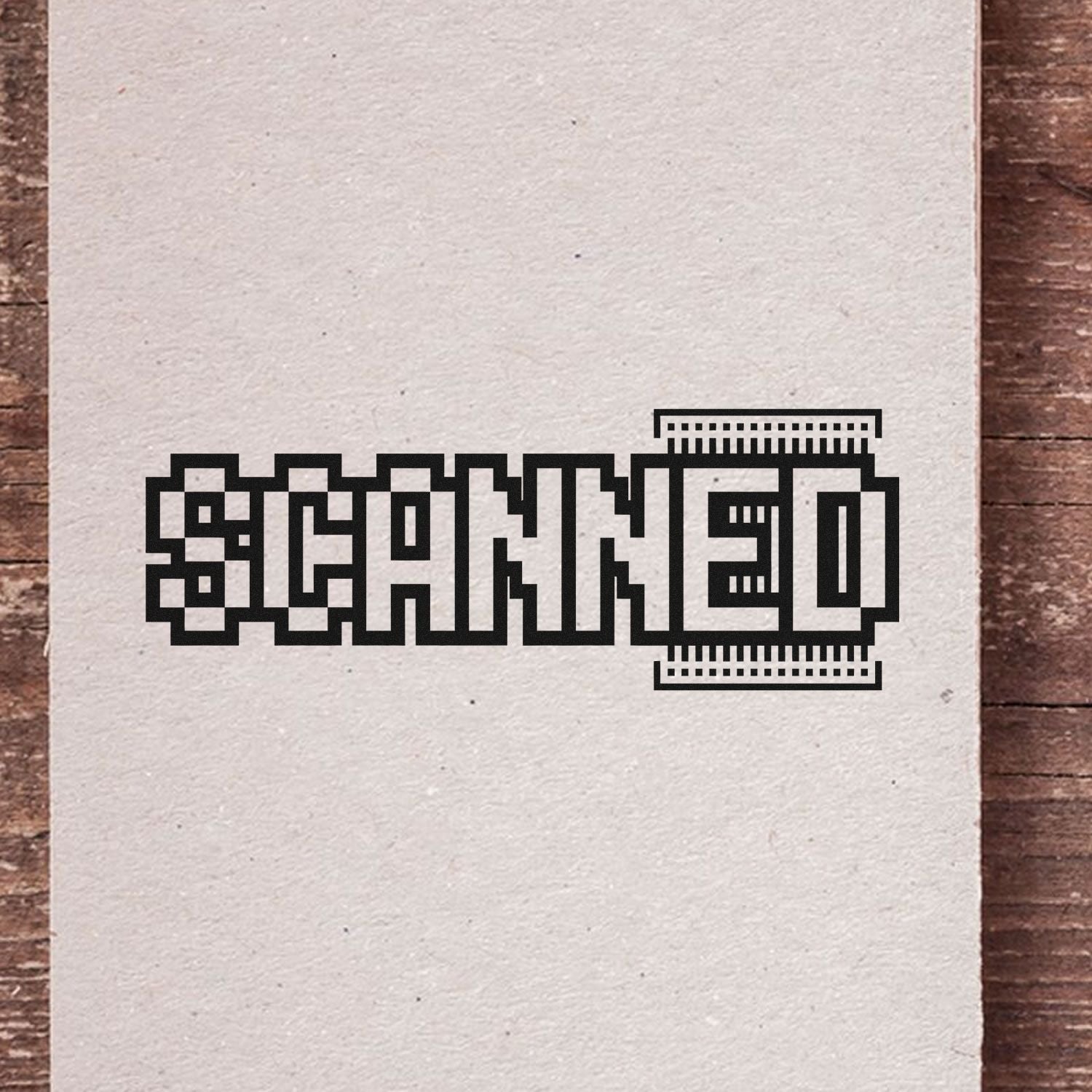 Scanned rubber stamp with bold pixel-style lettering, perfect for document approval or archive labeling.