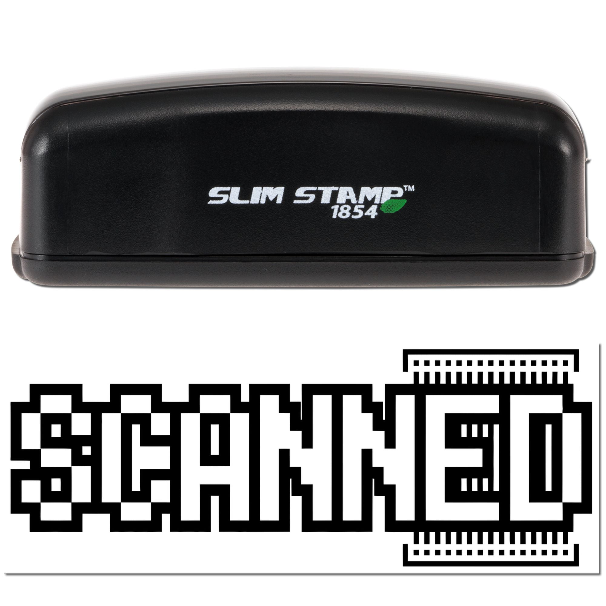 Slim Stamp 1854 self-inking rubber stamp with bold SCARED imprint for Halloween crafts, labels, and packaging.