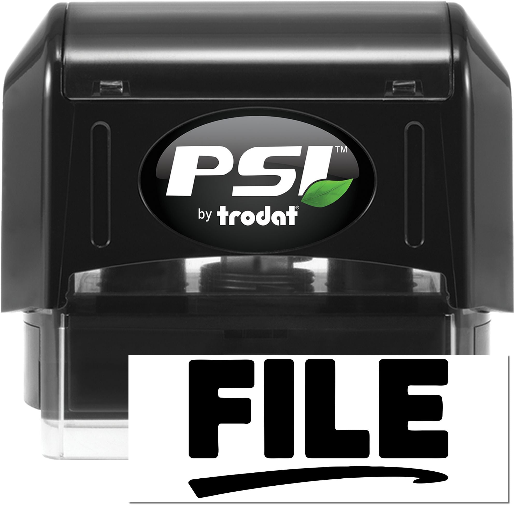 PSI by Trodat self-inking rubber stamp with FILE imprint, ideal for office document organization and filing.