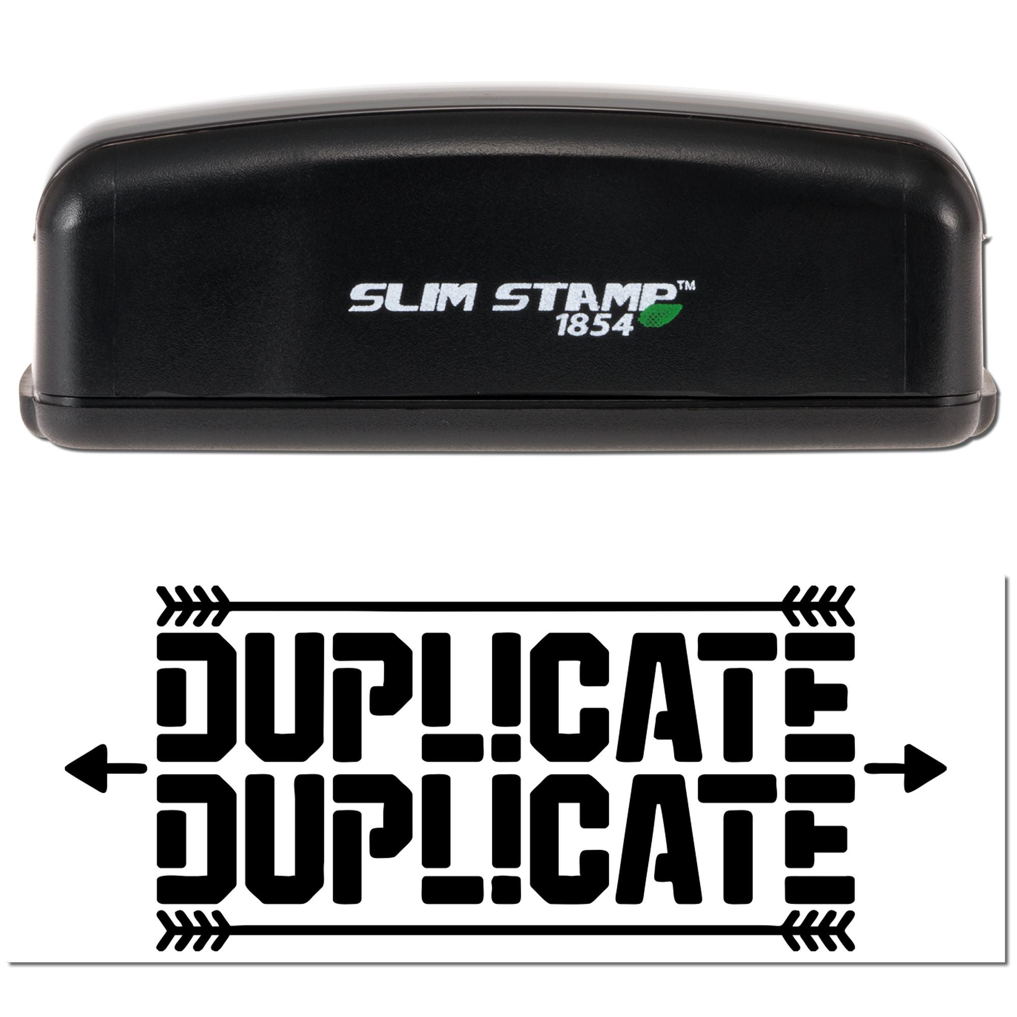Slim Stamp 1854 self-inking duplicate rubber stamp with bold DUPLICATE imprint design