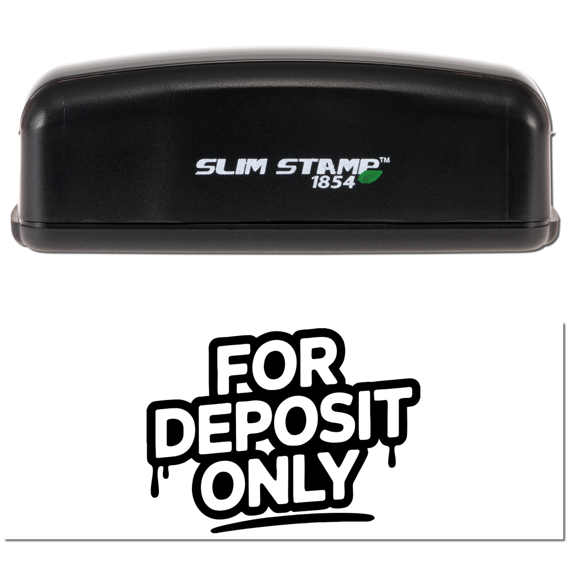 Slim Stamp 1854 rubber stamp impression reading For Deposit Only for bank deposit endorsements and business use