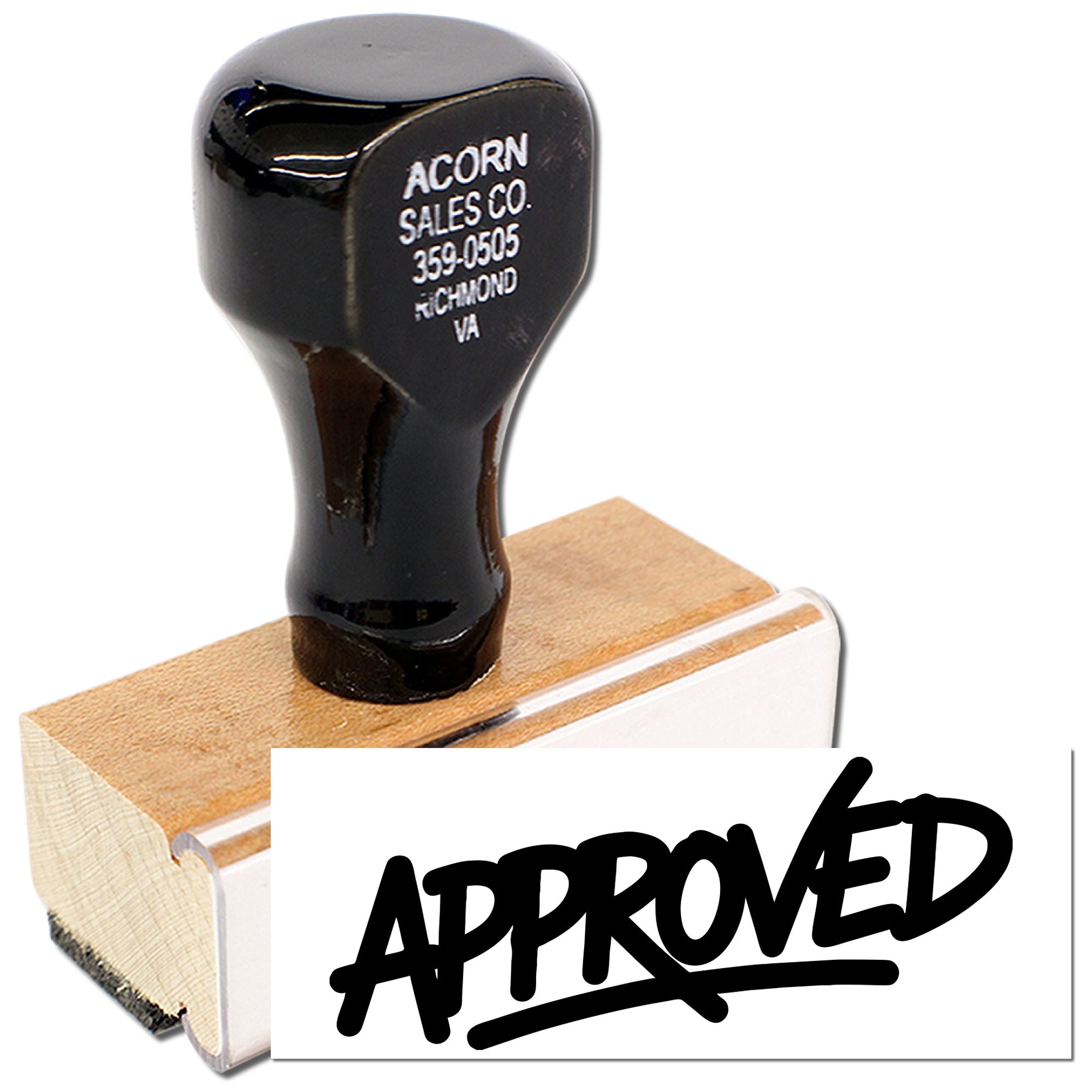 Custom company rubber stamp with Approved imprint for business documents