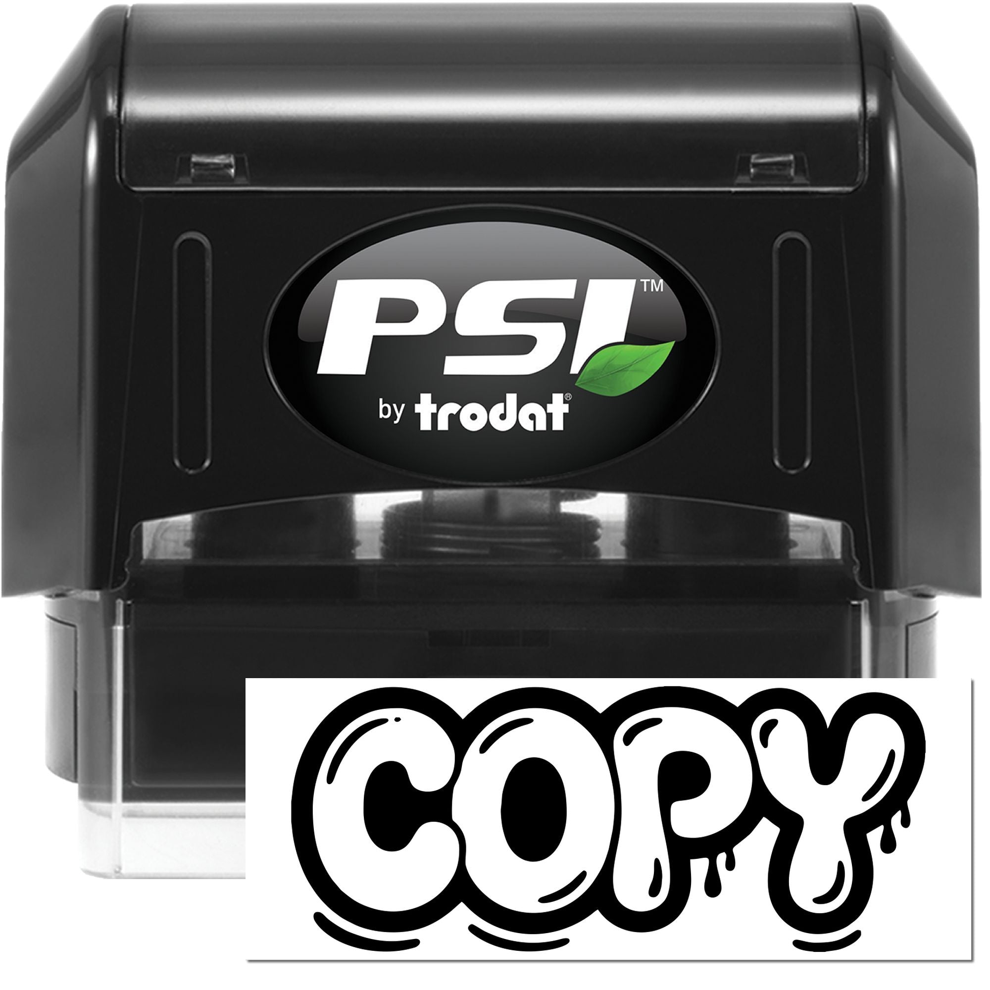 PSI by Trodat self-inking rubber stamp with bold COPY imprint for document duplication and office filing.