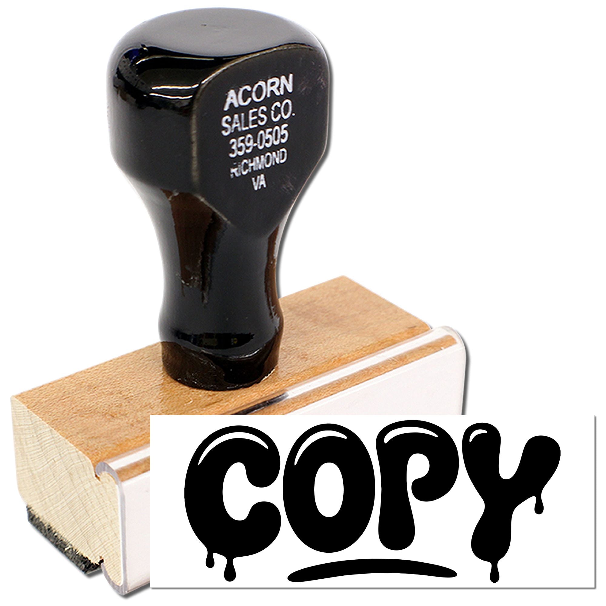 Custom COPY rubber stamp with wooden handle, ideal for marking document copies in office and mailroom use