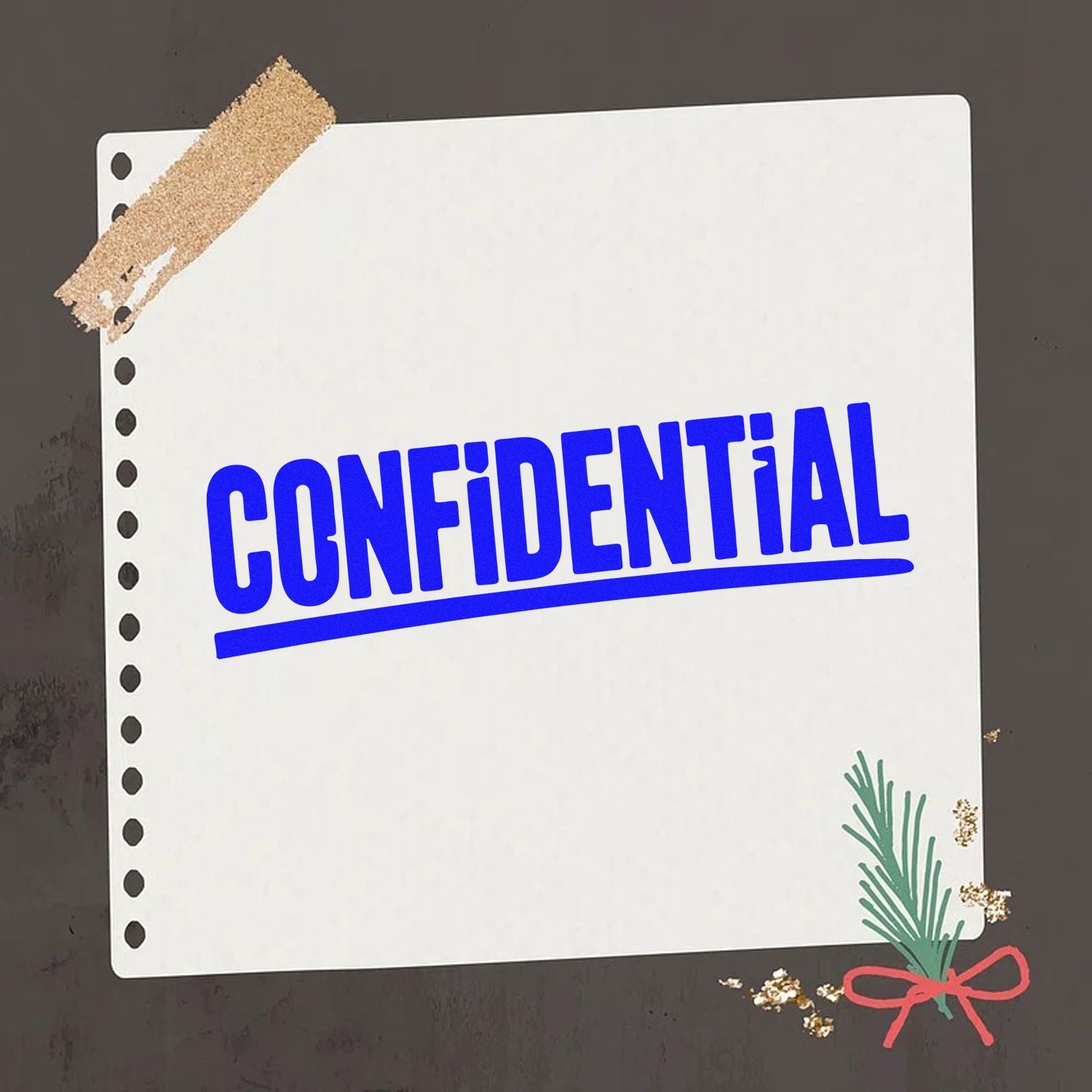 Blue confidential rubber stamp on paper, marking sensitive documents and office mail.