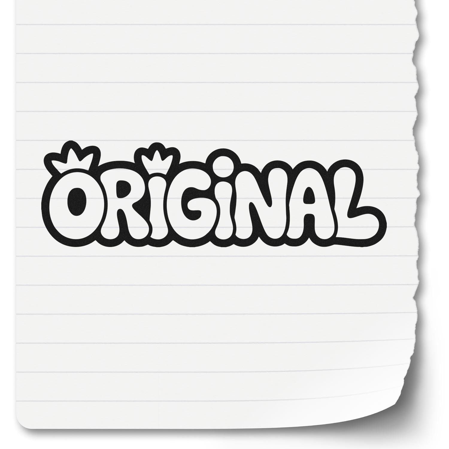 Original bubble letter rubber stamp design for handmade crafts, packaging, and stationery labeling.