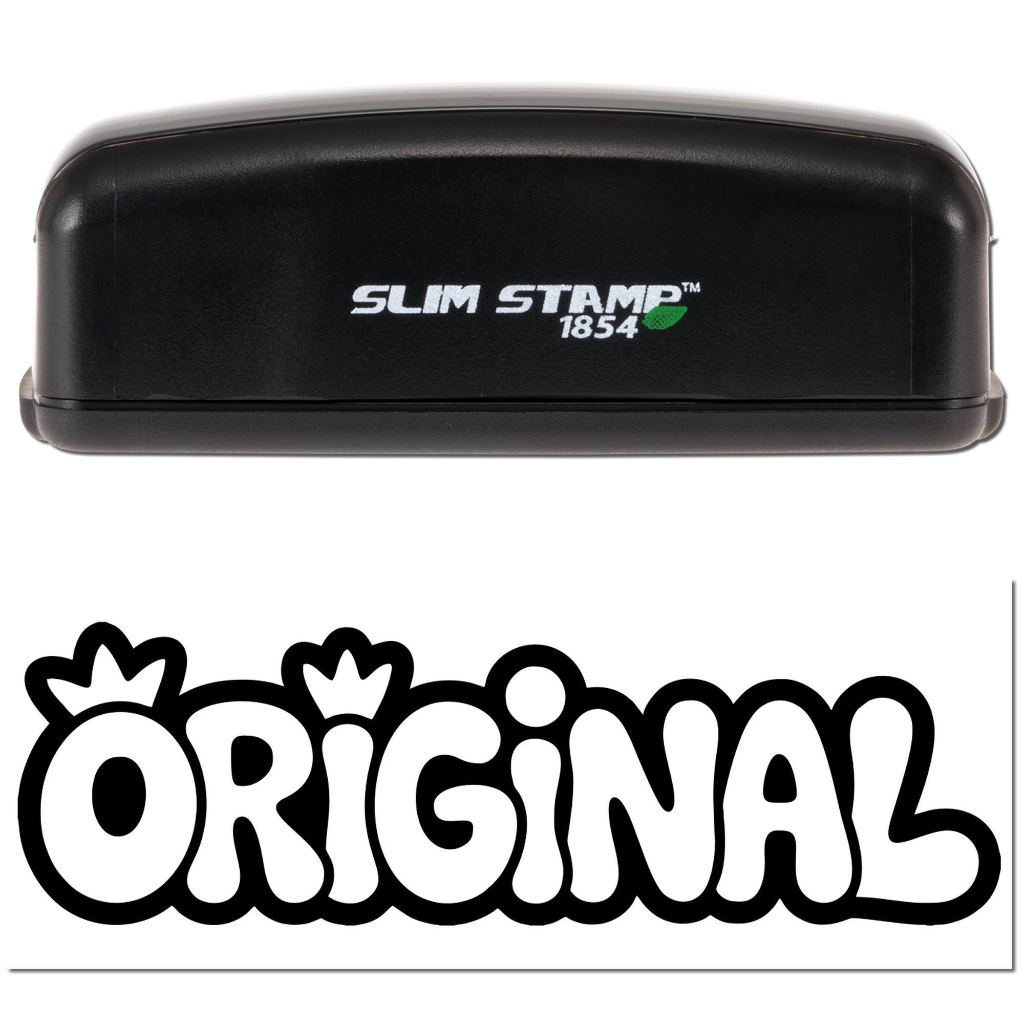 Slim Stamp 1854 rubber stamp with ORIGINAL imprint design for custom business and craft stamping.