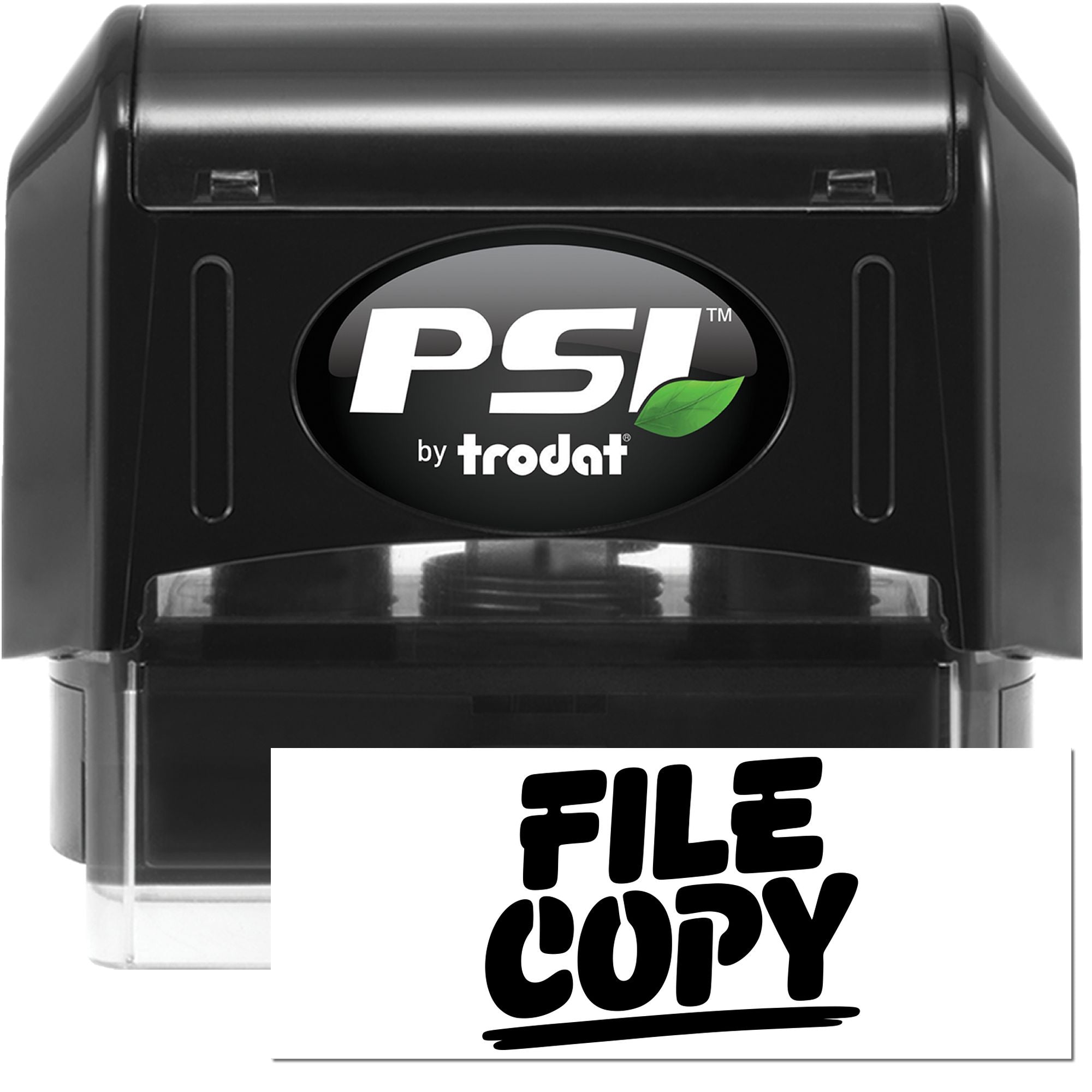 PSI by Trodat self-inking rubber stamp for FILE COPY documents, ideal for office file control and record keeping.