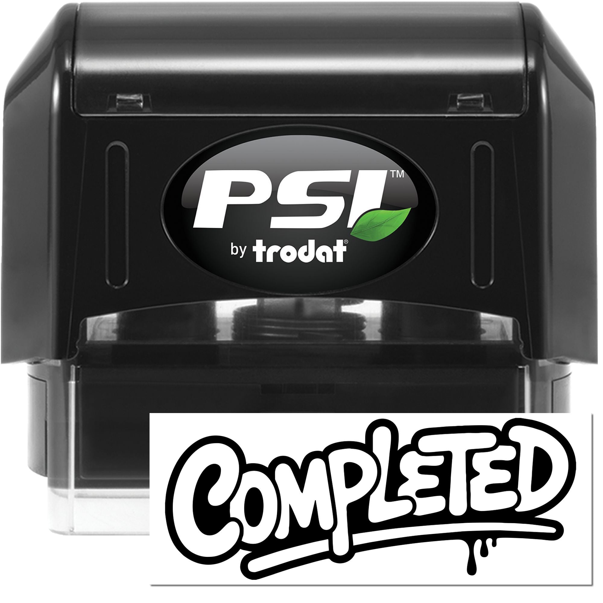 PSI by Trodat self-inking rubber stamp with COMPLETED imprint for office document marking