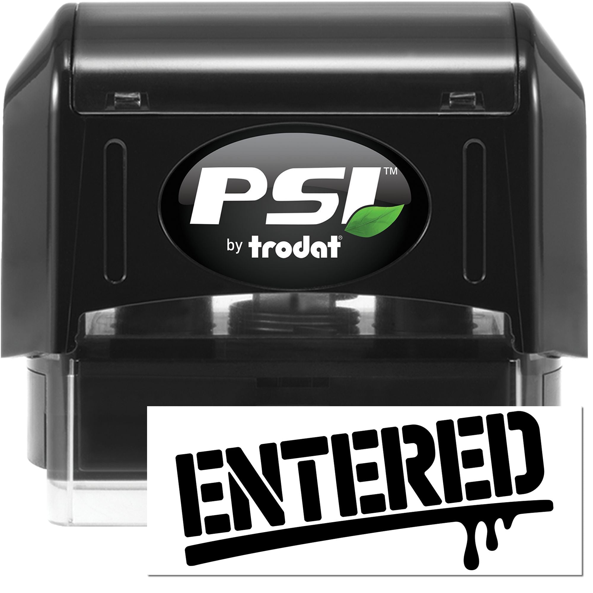 PSI by Trodat self-inking rubber stamp with ENTERED imprint for office document processing