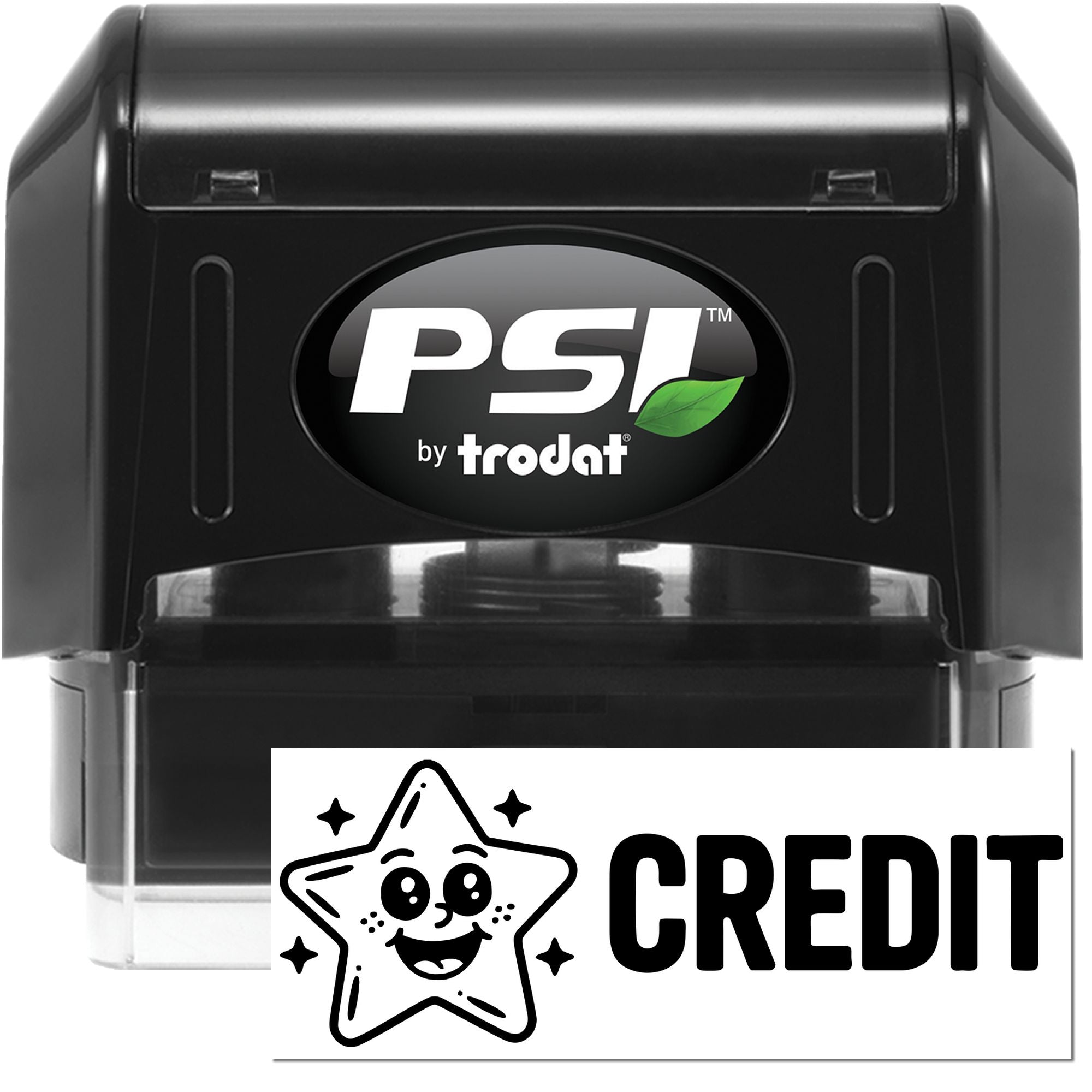 PSI by Trodat self-inking rubber stamp with custom CREDIT imprint for office use