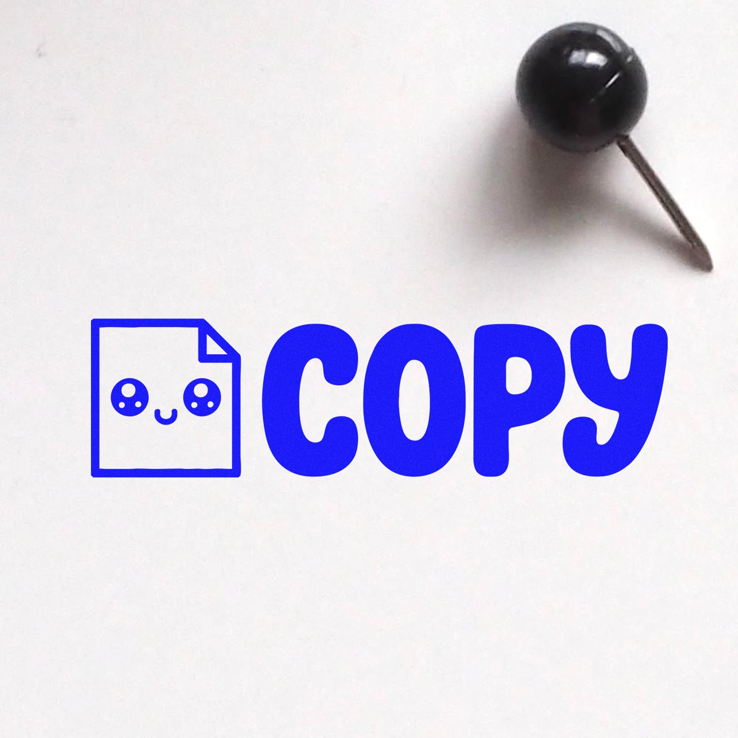 Copy rubber stamp with cute document icon for office filing, document labeling, and record-keeping.