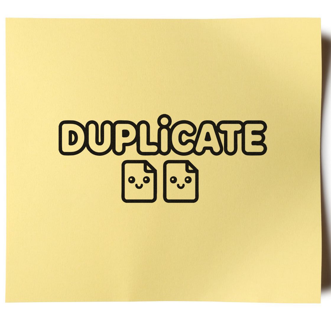 Duplicate rubber stamp design with two document icons for office filing, copy approval, and document organization.