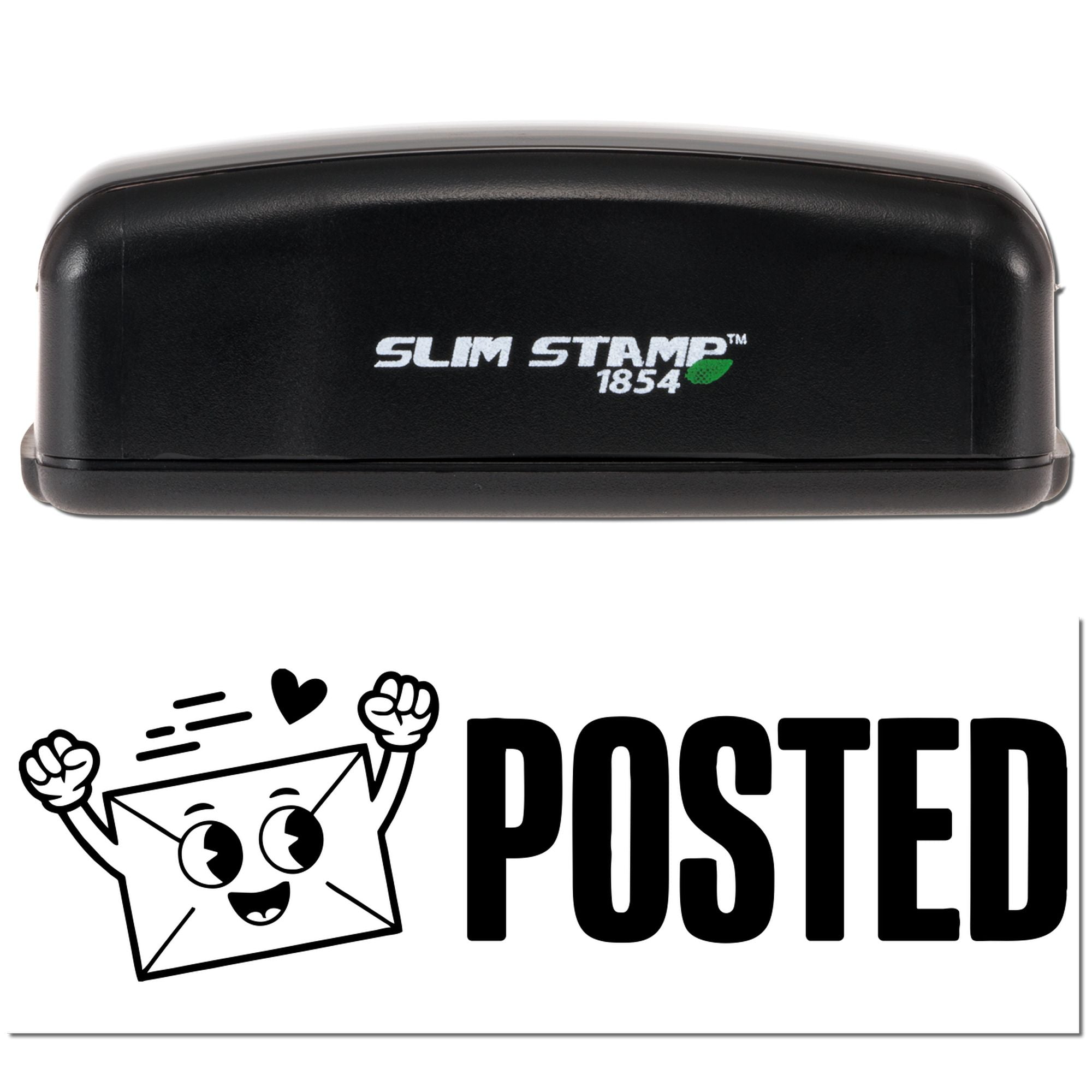 Slim Stamp 1854 self-inking rubber stamp with POSTED design for marking envelopes, mail, and outgoing packages.