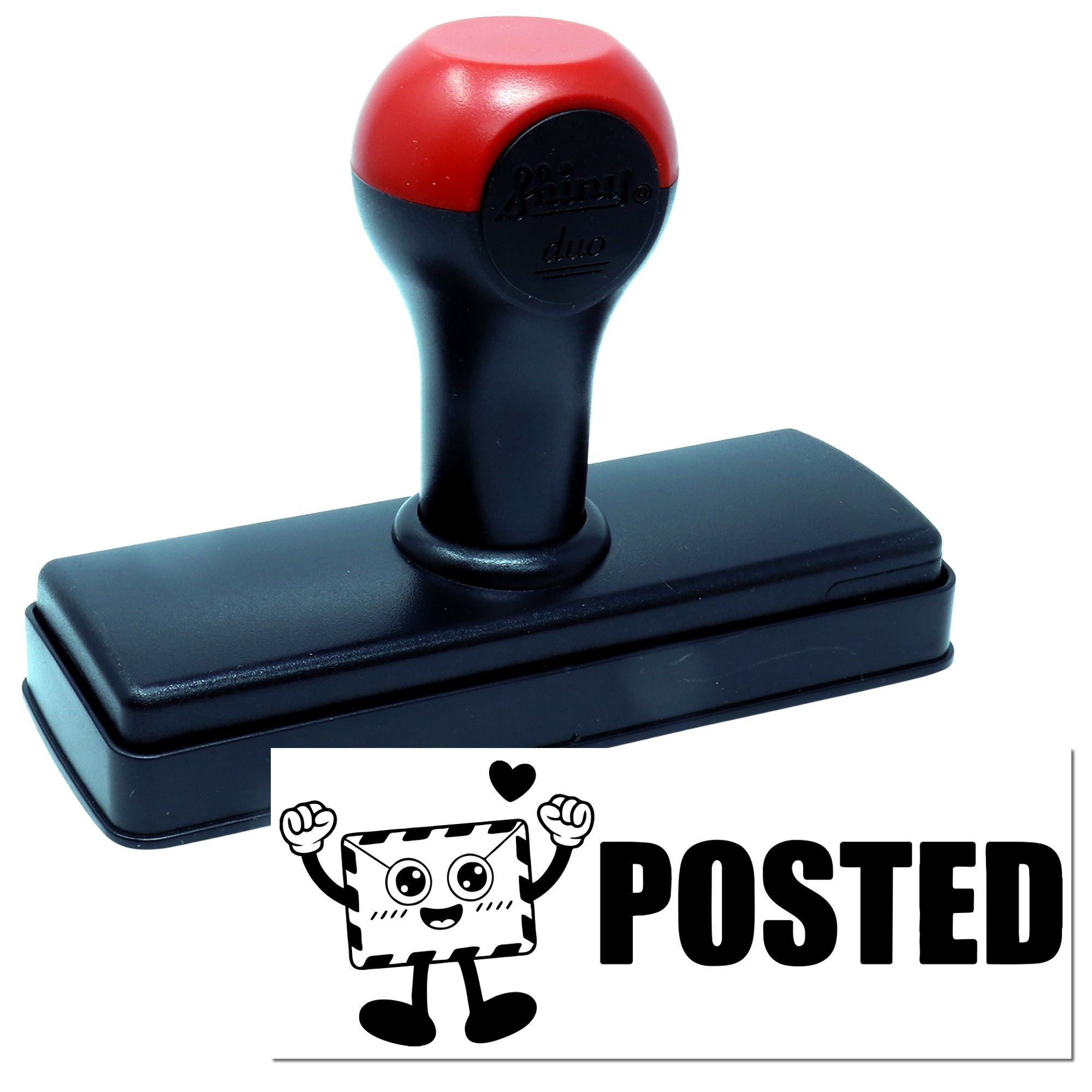 Self-inking rubber stamp with POSTED design for mailing, office paperwork, and document status marking.