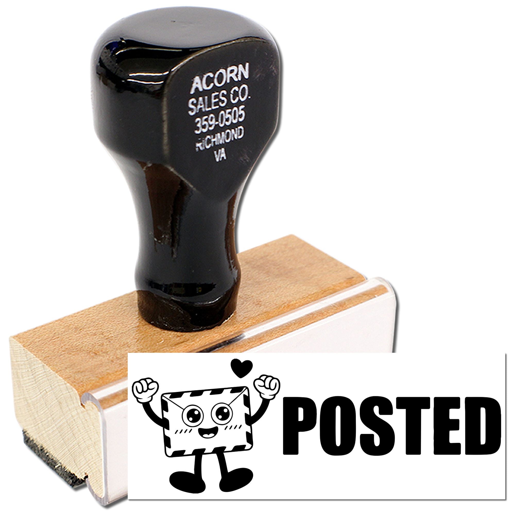 Custom rubber stamp with POSTED design for marking envelopes, mail, and packaging.