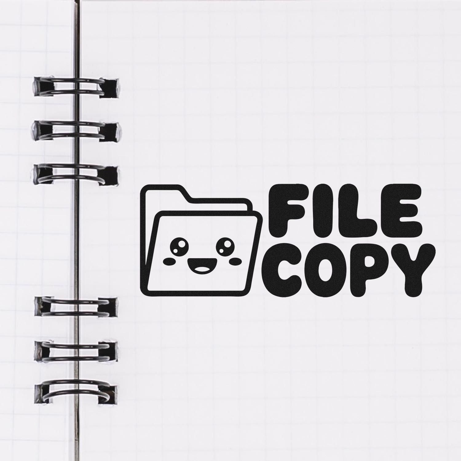 File copy rubber stamp design with folder icon for office document marking
