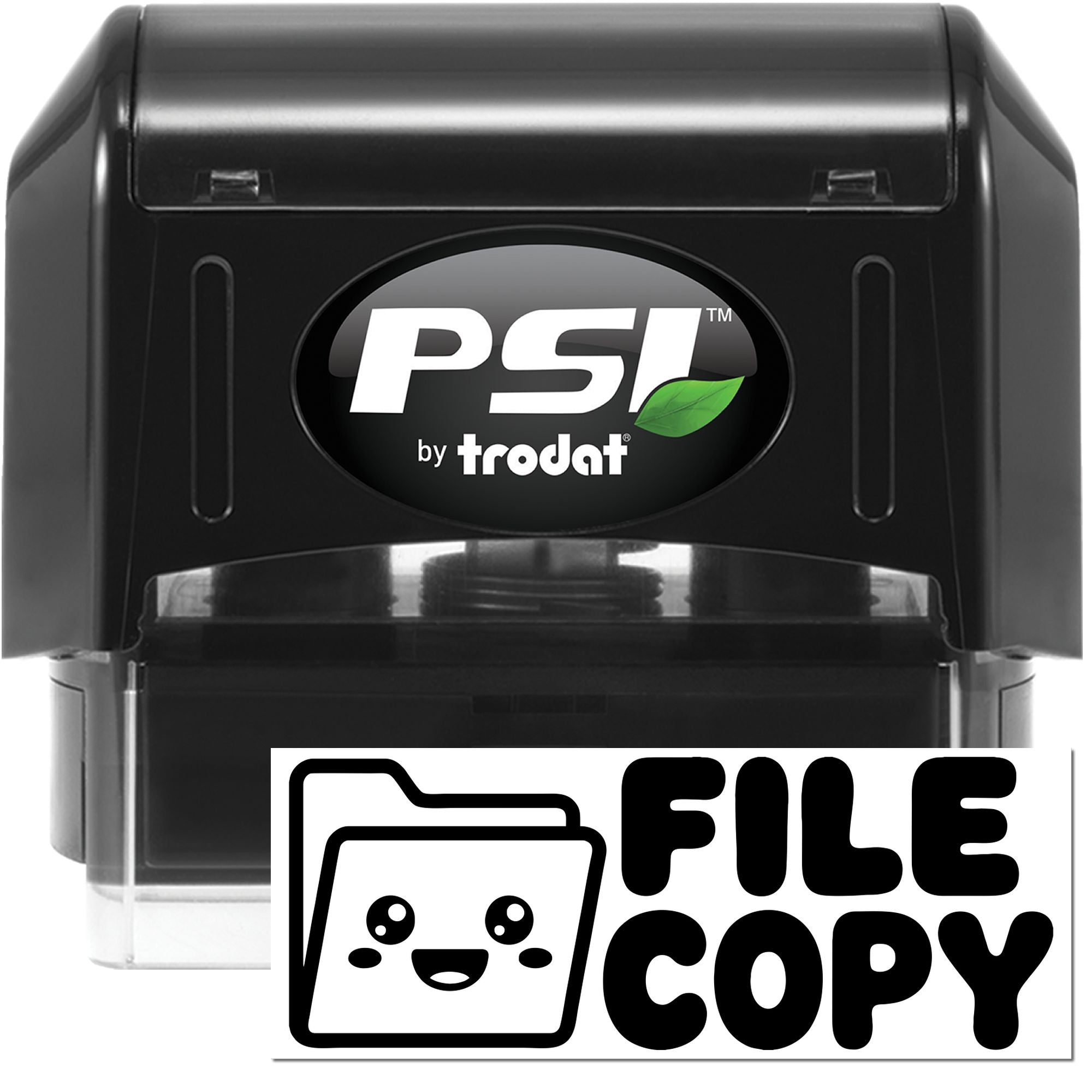 PSI by Trodat self-inking file copy rubber stamp for office document filing and record keeping